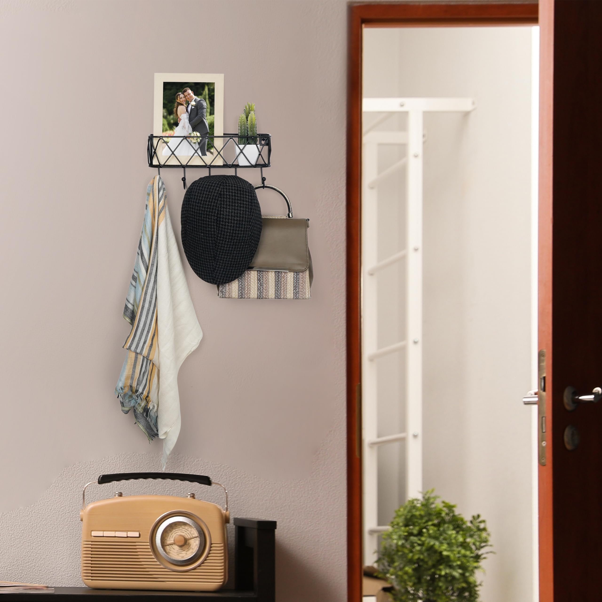 Belle Vous Porte-Clefs Mural & Porte-Courrier Blanc Avec 8 Crochets - Organisateur Entrée En Bois