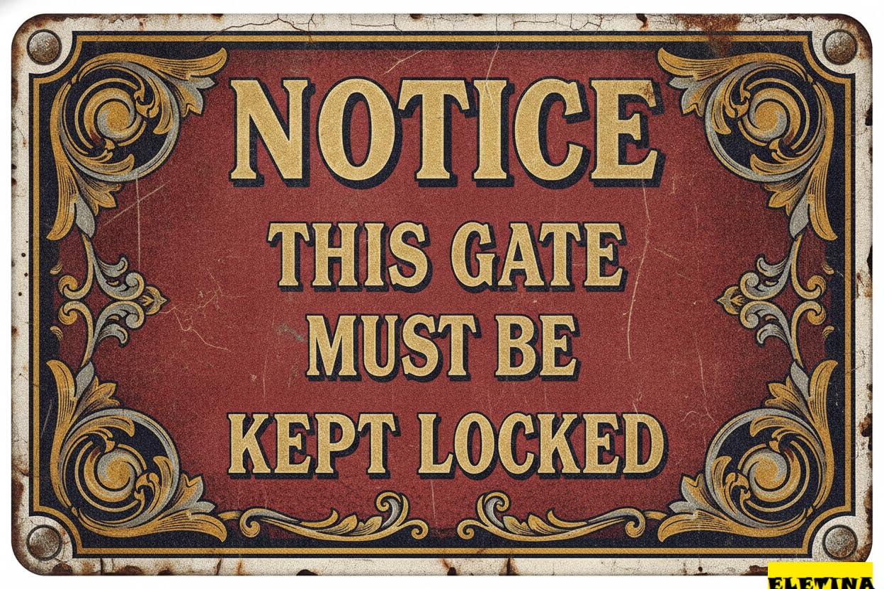 Personalized Sign for Man Cave Notice - This Gate Must Be Kept Locked Warehouse Supplies & Inventory Control/warehouse/shipping & Receiving Metal Tin - 8x12in Private Property Decorative