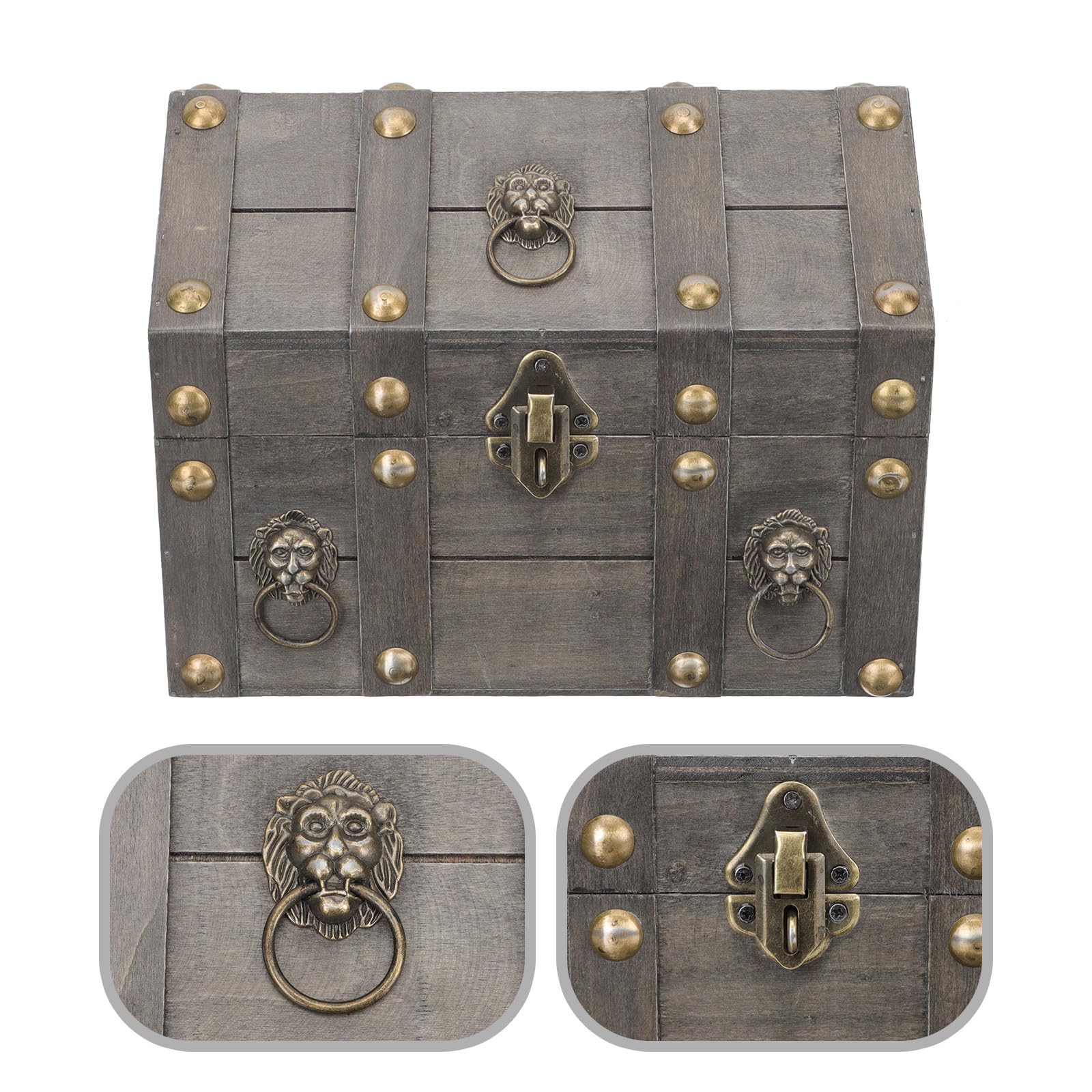 Homoyoyo Vintage Holz Schatzkiste mit Schloss Dekorative Aufbewahrungsbox für Schmuck Holzkiste Staubschutz Organizer für Ringe und Halsketten