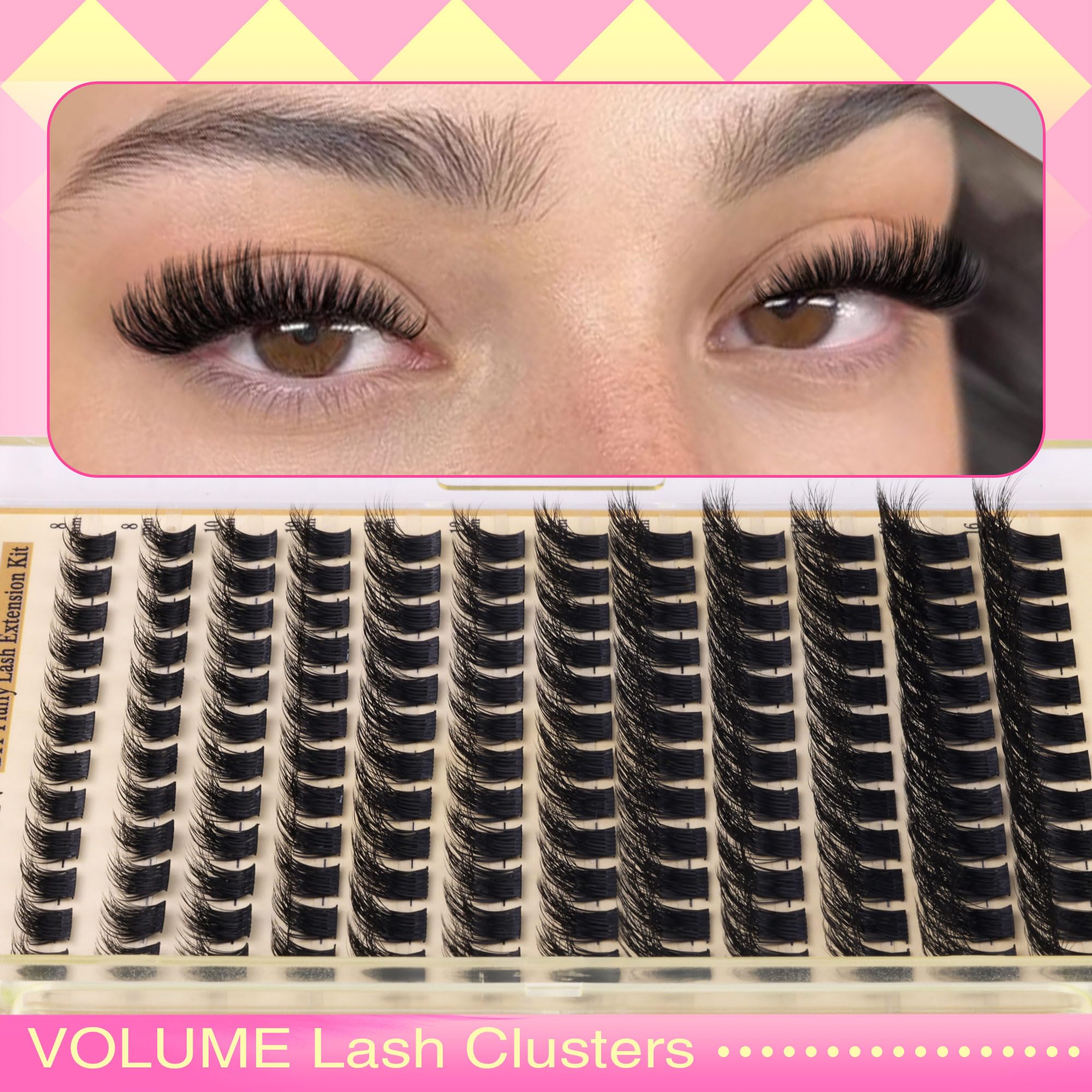 FANXITON DIY Individual Eyelash Extension Kit, Thick Volume Lash Clusters 40D+50D D Curvature, 280 Pieces Thin Band Cluster Lashes with Bond and Seal Tweezers: Lash Clusters Kit Fluffy Natural Lash Extension Thick Cluster Lashes 8-16mm Clusters Eyelash Extensions Wispy Individual Lashes Eye Lash Clusters with Lash Bond and Seal Tweezers Eyelash Extension Kit