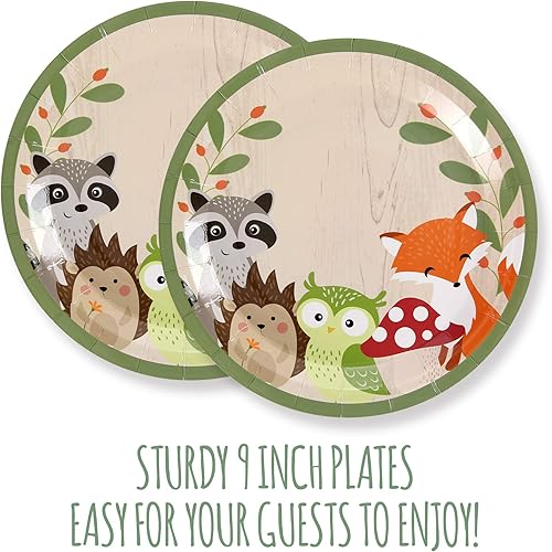 Miniatura 7 de Pop Fizz Designs Woodland Creatures Party Pack  Platos, servilletas, vasos, cubiertos y envoltorios de cupcakes