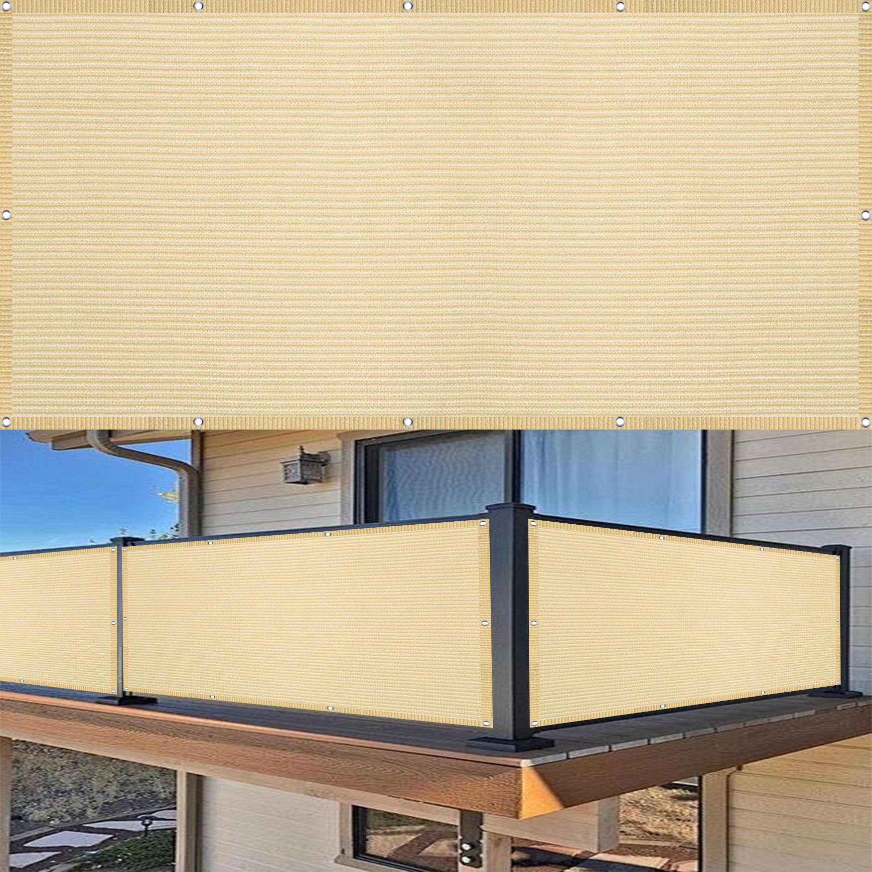 Brise vue jardin opaque cache vue balcon extérieur jaune sable résistant 90x360