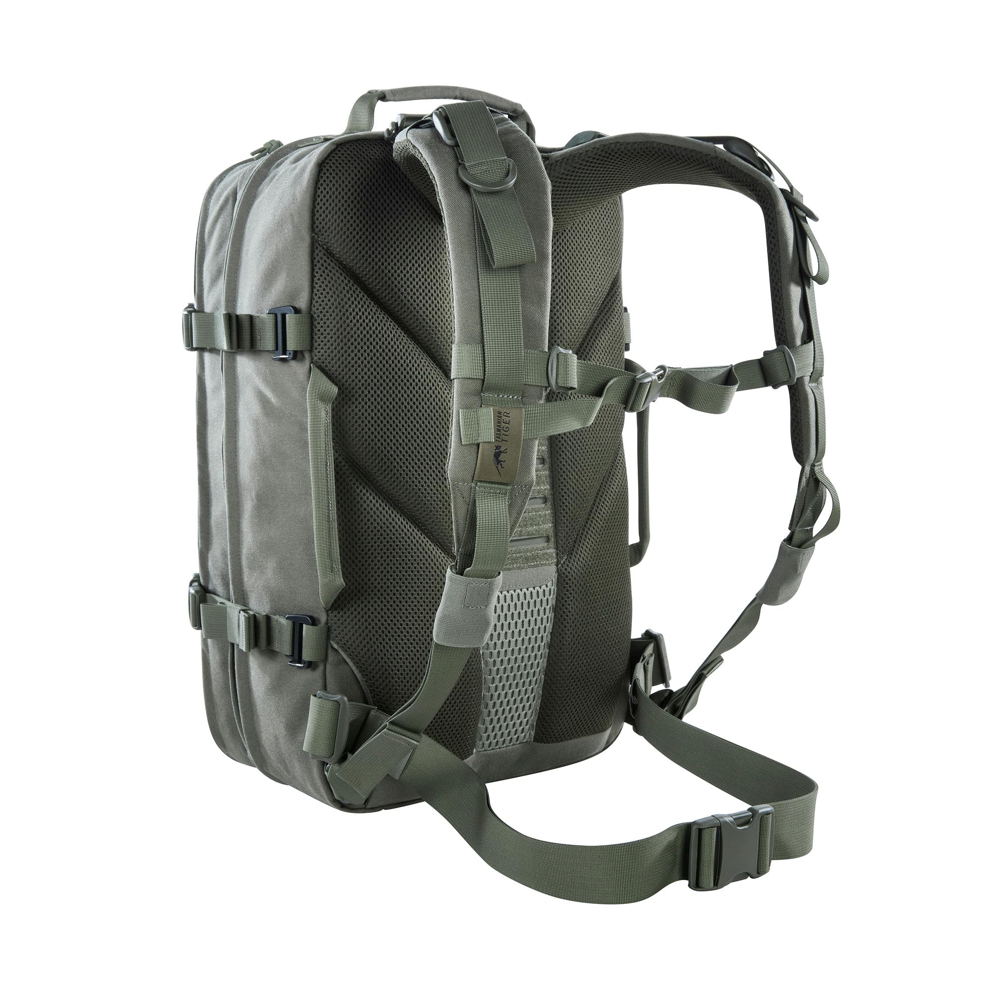 Tasmanian Tiger TT Modular Grab Pack 30 litrów pojemny plecak outdoorowy i survivalowy z 4 wyjmowanymi kieszeniami na rzepy i wieloma możliwościami organizacji do użytku, trekkingu, bushcraft, szary