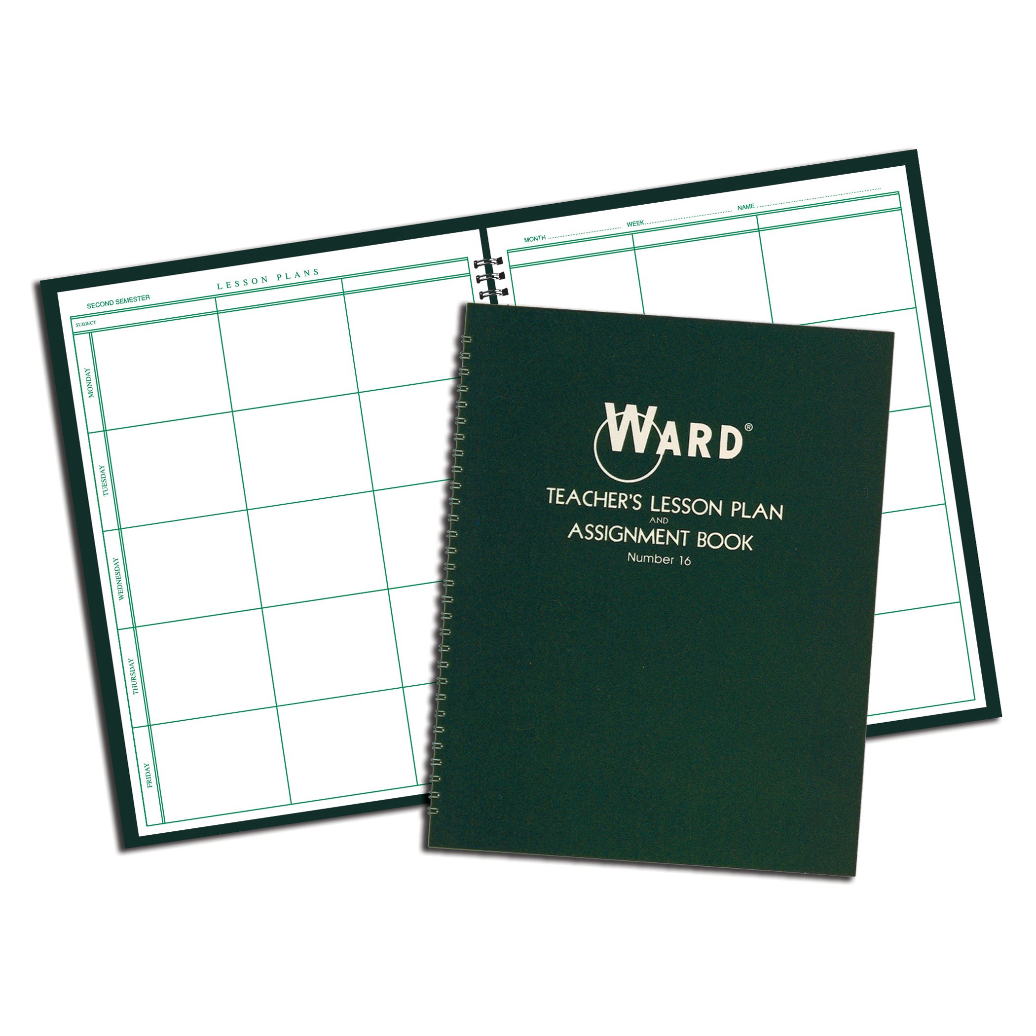 Lesson Plan Book, Wirebound, 11" x 8-1/2", 100 Pages, Green (HUB16)