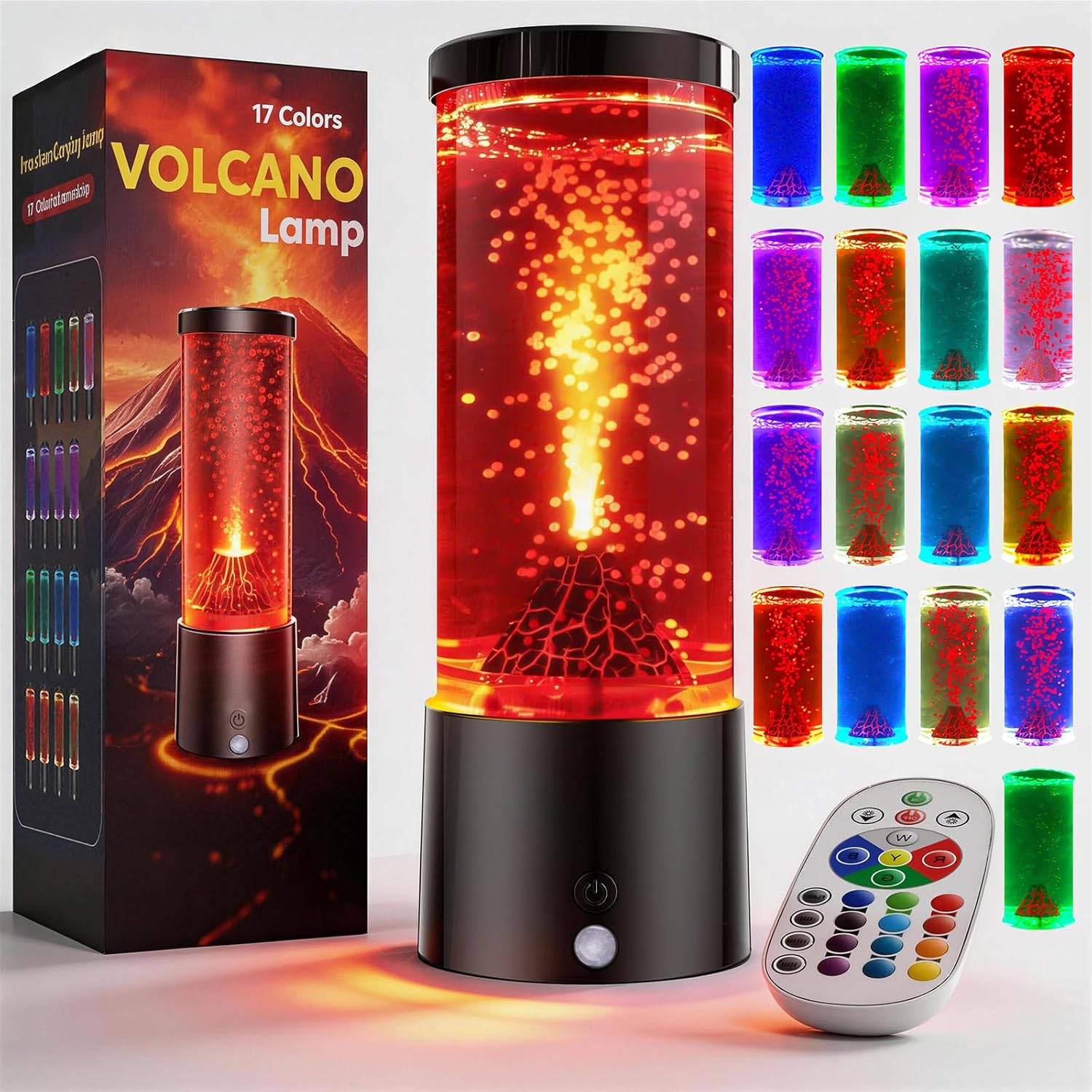 17 Colors Changing Volcano Lamp with Remote Relaxing Sensory Lamps for Kids & Adults Battery Operated Mood Night Light Home Room Decor Novelty Gifts for Boys Girls Teens Adults Autism Stress Relief