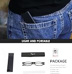 SKYOAK Ultra thin Lightweight Folding Reading Glasses Women Men TR90 Blue Light Blocking Anti UV/Eyestrain Foldable Compact Computer Readers Portable Unique Stretchable Slim Flat case Black +1.5