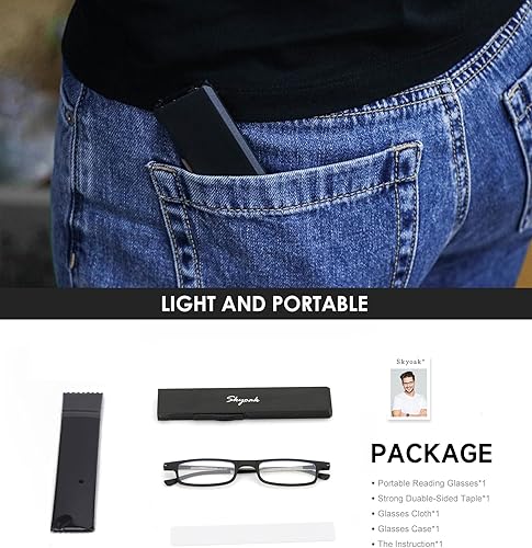 Miniatura 6 de SKYOAK Lentes de lectura plegables ultraligeros para mujeres y hombres, TR90, bloqueo de luz azul, anti rayos UV, fatiga ocular, plegables,