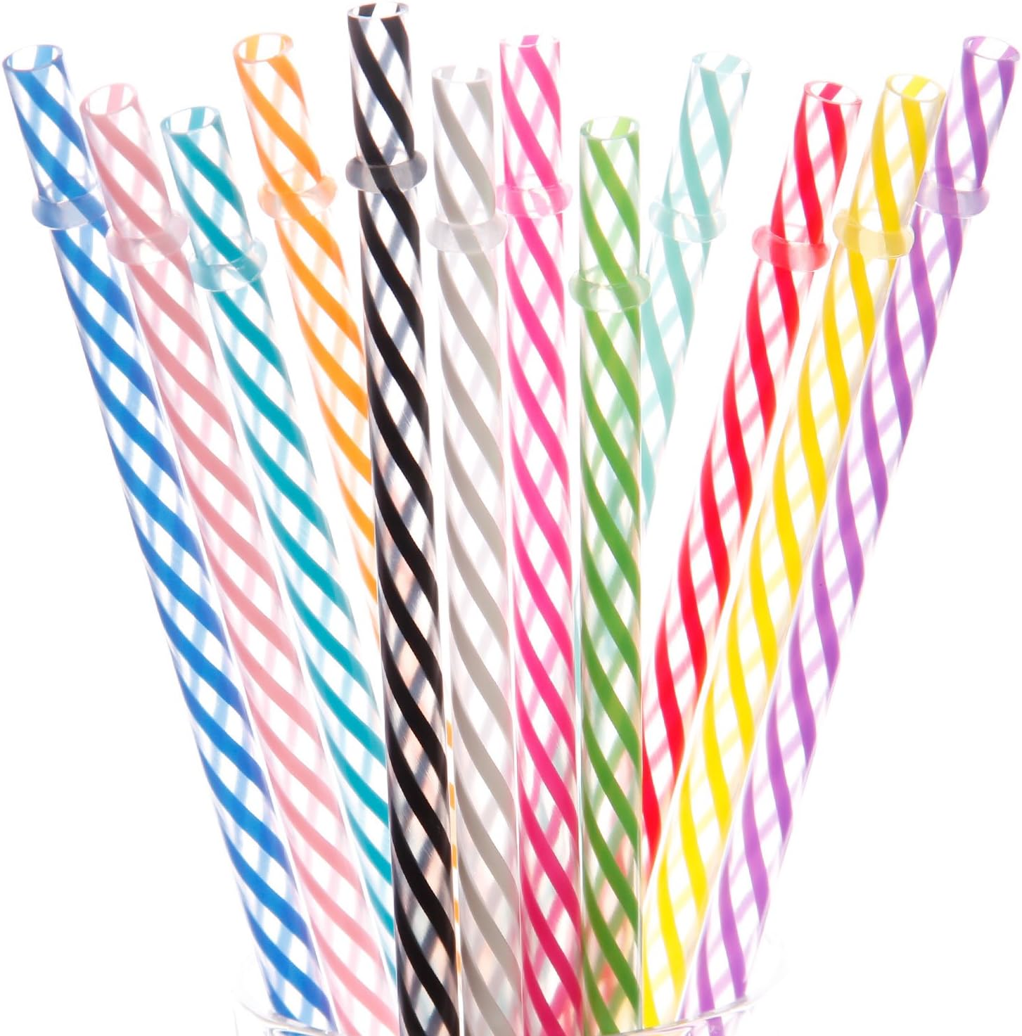 Dakoufish 12 Piece 11 Inch Reusable Plastic Thick Replacement Straws for 16 OZ 20 OZ 30 OZ Stanley,YETI,Starbucks, Owala Tumblers with Brush (11inch, Mix 12color)