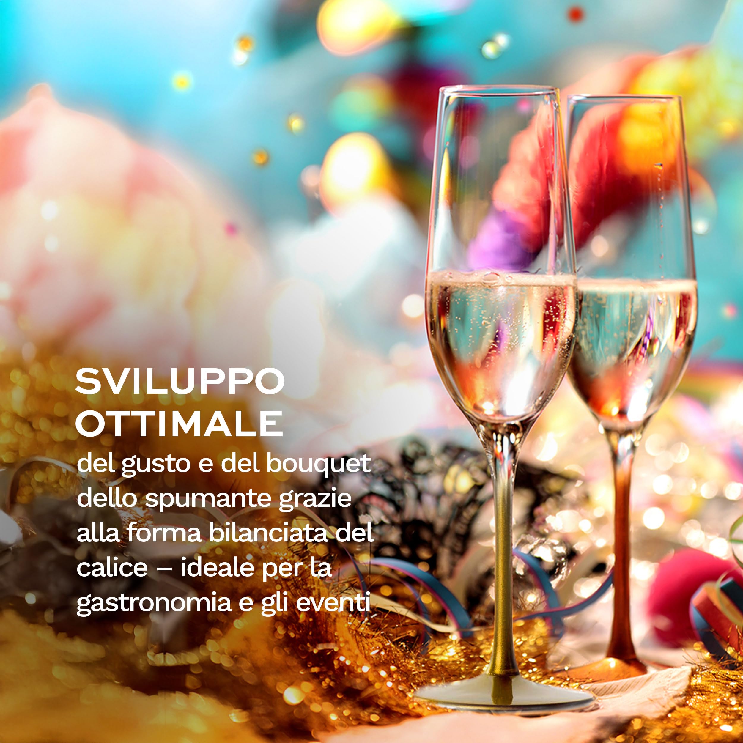 STÖLZLE LAUSITZ Bicchieri da spumante Event da 195 ml in oro, set da 6 bicchieri da spumante, in cristallo, lavabili in lavastoviglie, 6 calici infrangibili, come soffiati a mano, di alta qualità