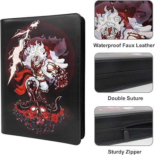 Miniatura 10 de Carpeta de tarjetas coleccionables para juego de cartas de una pieza, 9 bolsillos con 50 fundas de hasta 900 tarjetas TCG de una pieza, bolsa de