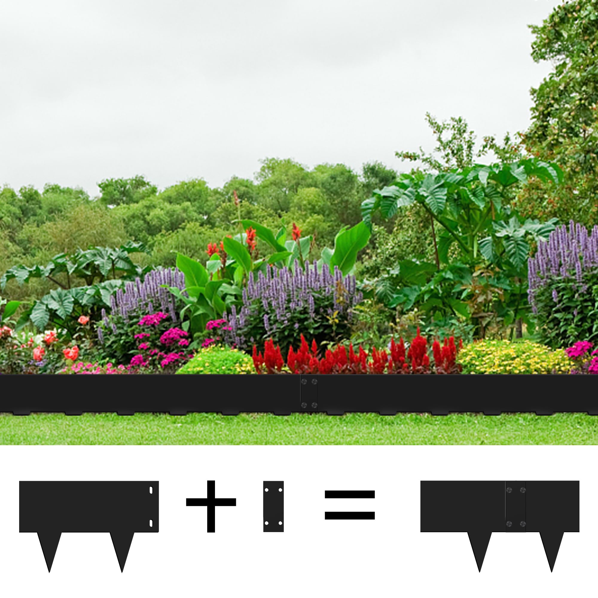 Rasenkante Metall, 100x18cm Flexible Rasenkanten, Beeteinfassung aus Metall - 5 Stück Beetbegrenzung, Beetumrandung, Landschaftskanten Streifen, Mähkante für Garten Hof Einfahrt Terrasse