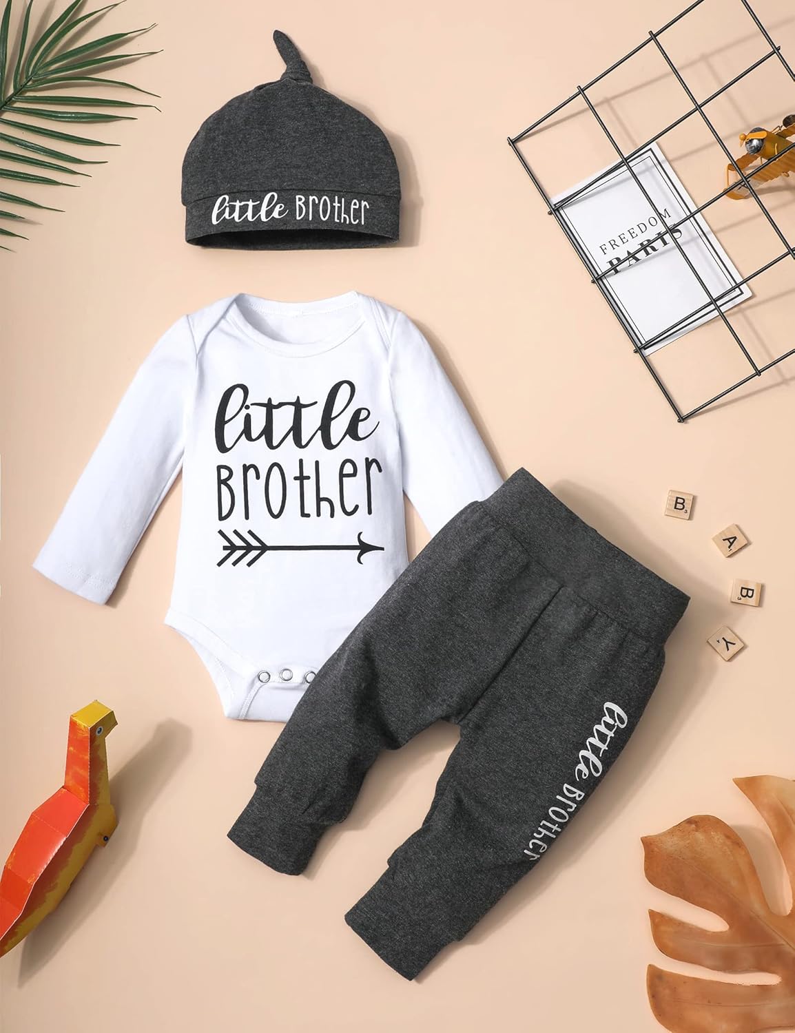 AGAPENG Baby Boy Clothes Newborn Boy Outfits Infant Letter Print Romper Long Pants Hat 3PCS Baby Boy's Clothing - Image 6