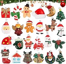 24pcs Calendrier de l'Avent Pendentifs Noël Breloque Miniatures Charmes Noël Boîte Compte à Rebours Decorations Ornement de sapin Maison Cadeaux de Noël