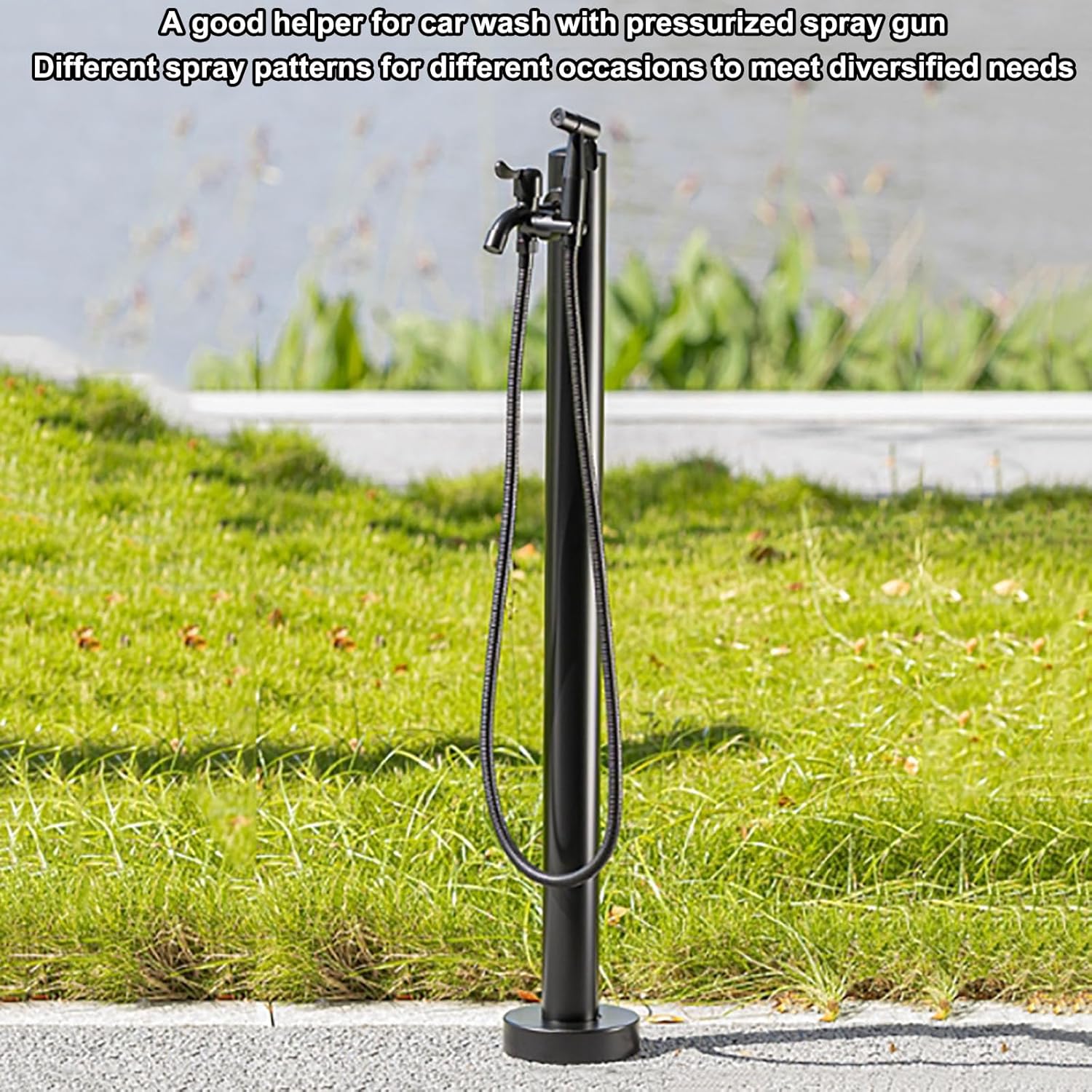 Stainless Steel Vertical Garden Water Column,freestanding Hose Stand with Faucet,Anti-Frost Crack Outdoor Faucet Post Stand,Floor Mount Water Column for Courtyard Irrigation and Watering
