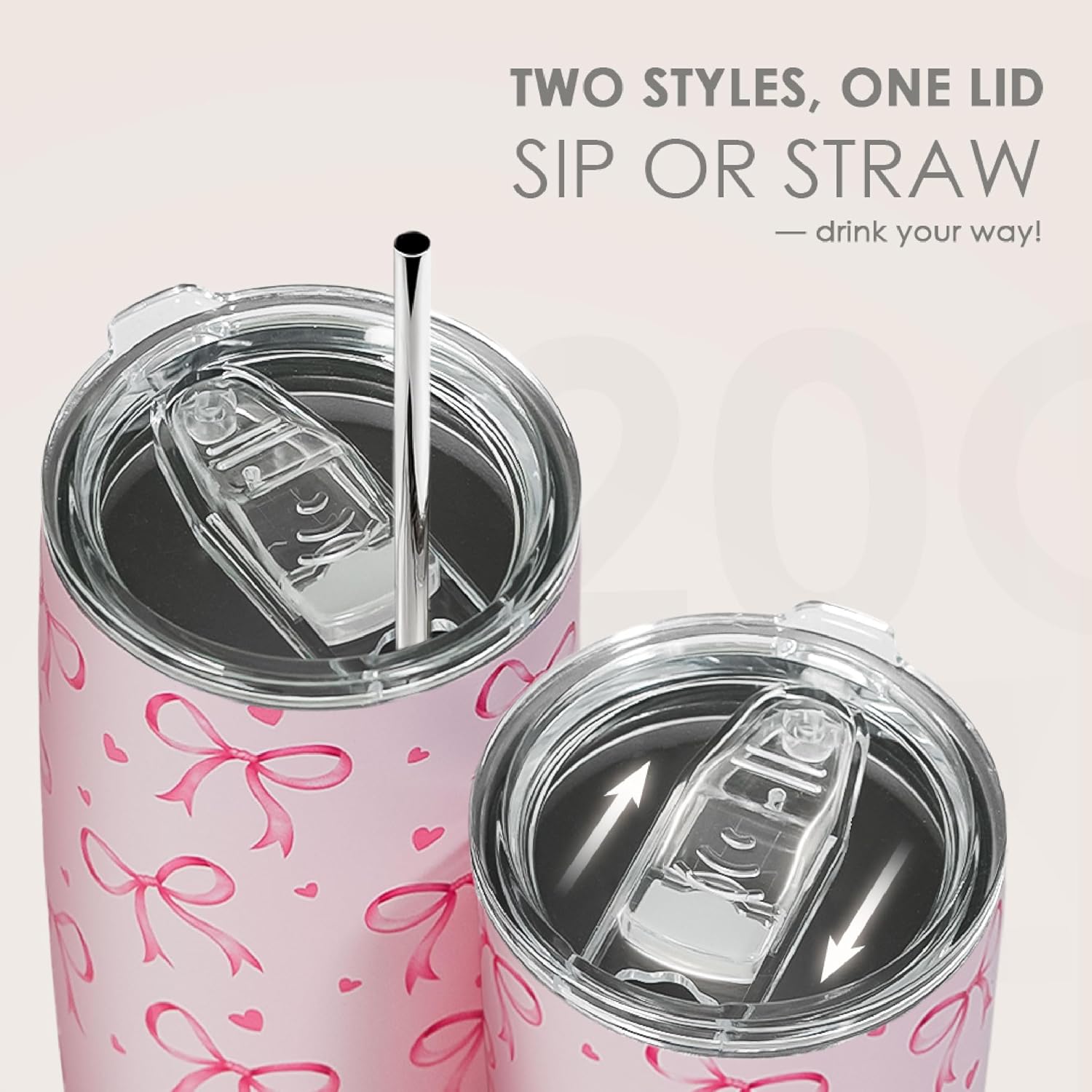 SANDJEST Bow Tumbler 20oz Stainless Steel Insulated, Travel Coffee Cup, Bow Gifts for Women Girls Teen, Birthday Christmas - Image 5