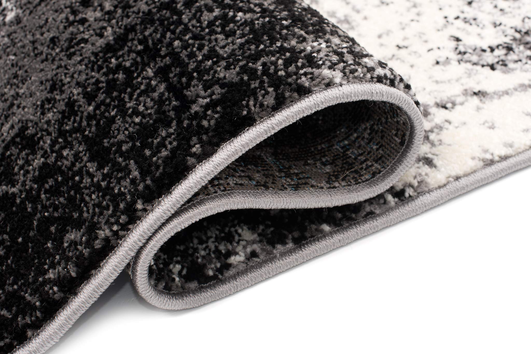 Tapiso Sumatra New dywan z krótkim włosiem, efekt 3D, szary, kremowy, czarny, paski, kwadratowy, rozmazywany, design, do salonu, pokoju młodzieżowego, Ökotex 80 x 150 cm