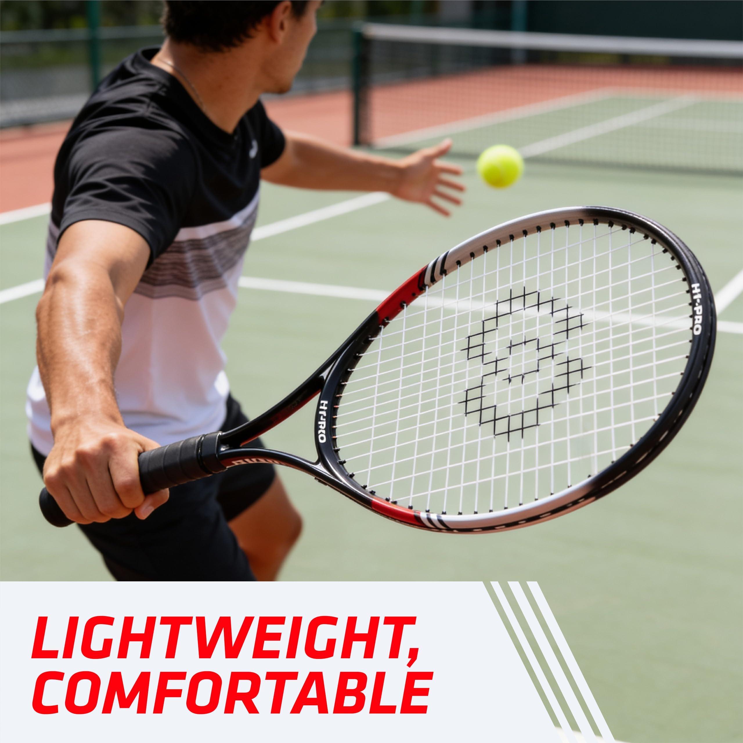 Hy-Pro Set da tennis da 25 pollici, racchetta da tennis per 2 persone, palline da tennis, in alluminio, racchetta leggera con custodia per il trasporto e palline incluse, ottimo equilibrio e presa