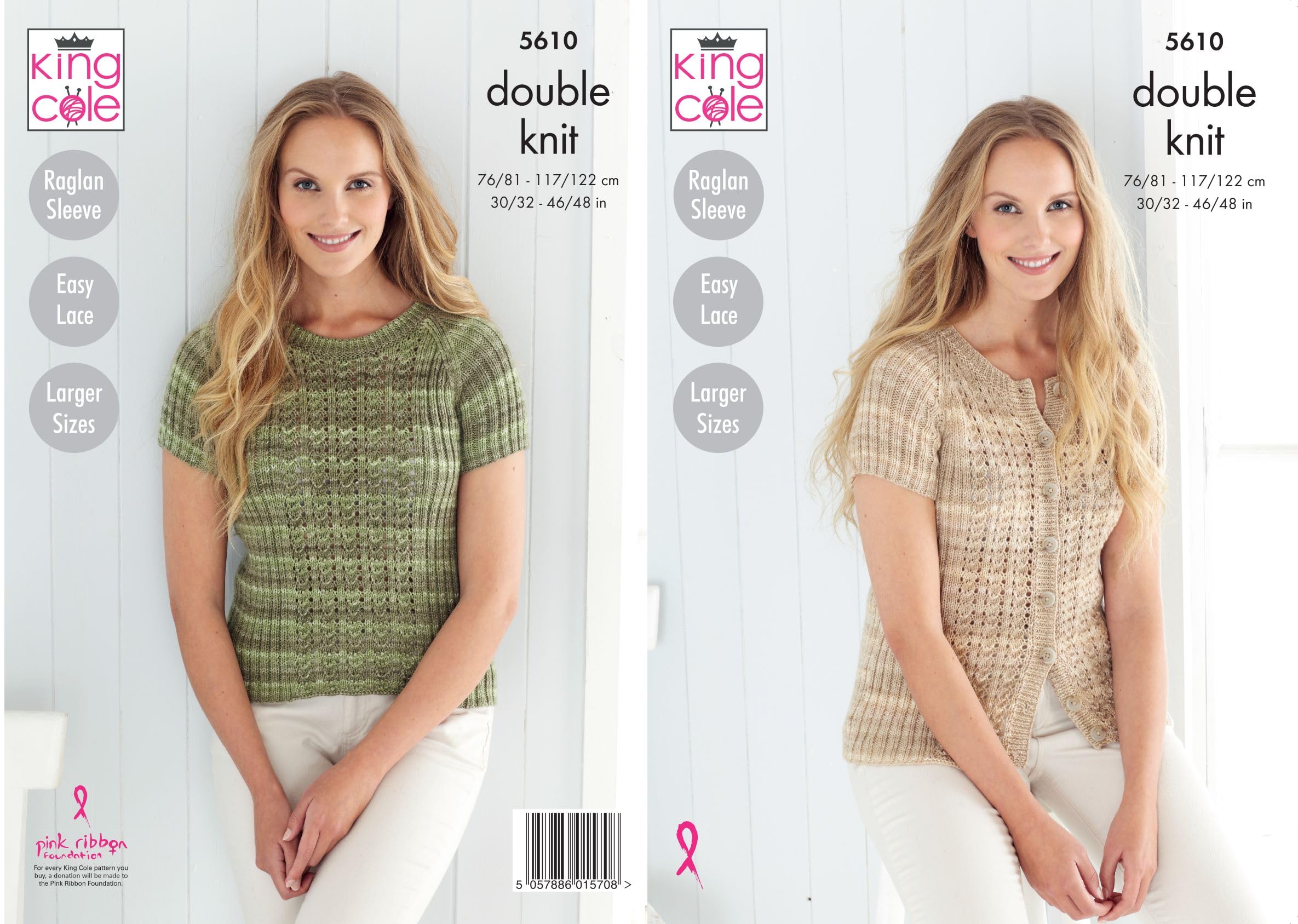King Cole Knitting Pattern Womans Sweater & Cardiagns - DK 5610