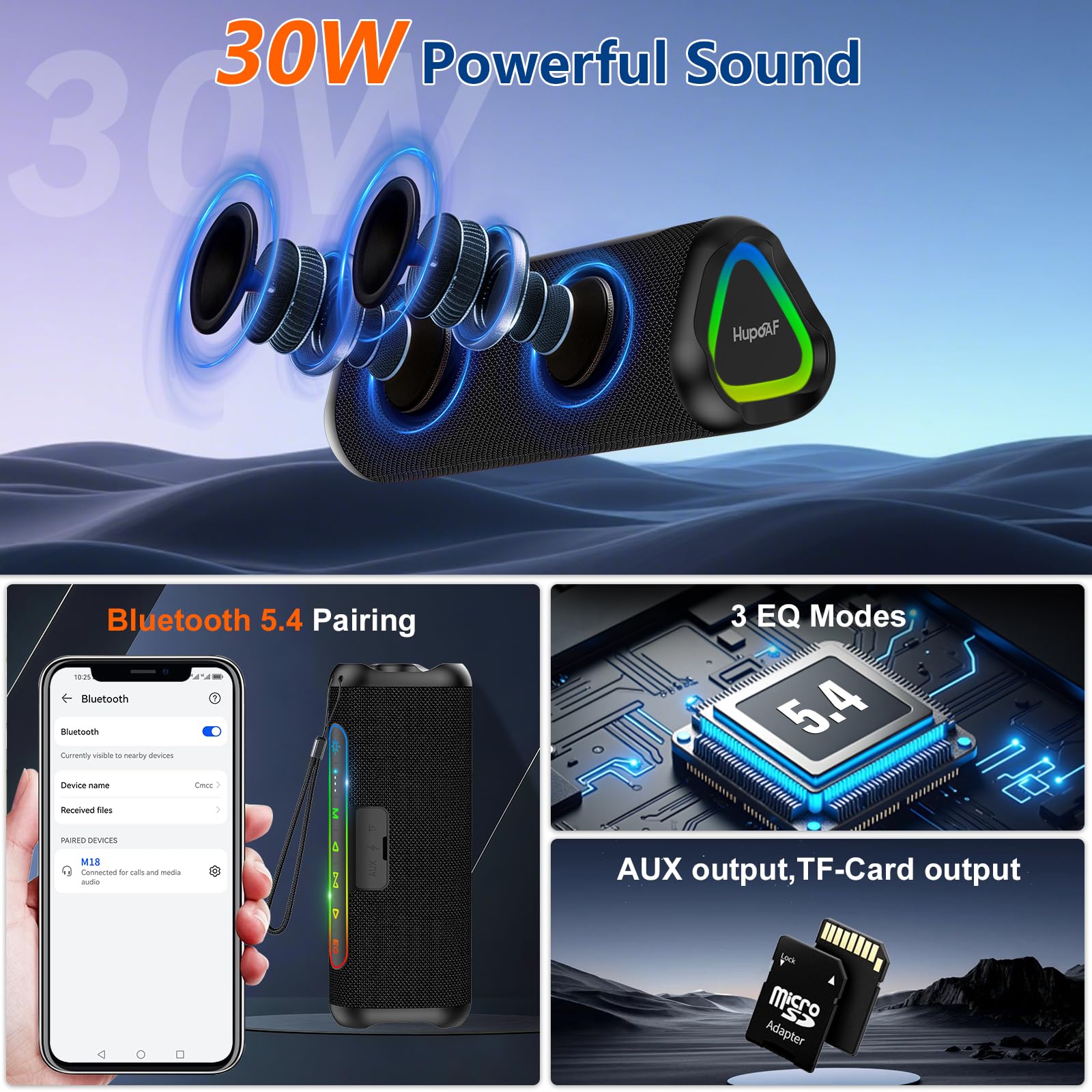 Magnetic Bluetooth Speaker for Golf Cart, 24H Playtime, IPX7 Waterproof, Wireless Outdoor Portable Speakers with Strong Magnet, Loud Stereo Sound for Golf, Bike, Camping, Party, Beach, Gifts for Men - 3