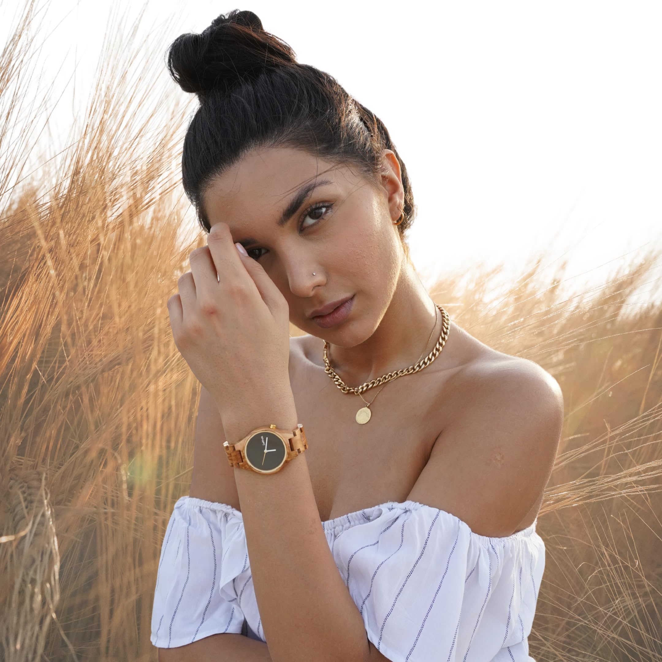 Holzuhr Damen, Armbanduhr, Holzband, Analog, Quarz, Neue Stolpen Kollektion 36mm, 100% Naturholz mit Japanischem Quarzwerk. Minimalistisches Und Sportliches Design