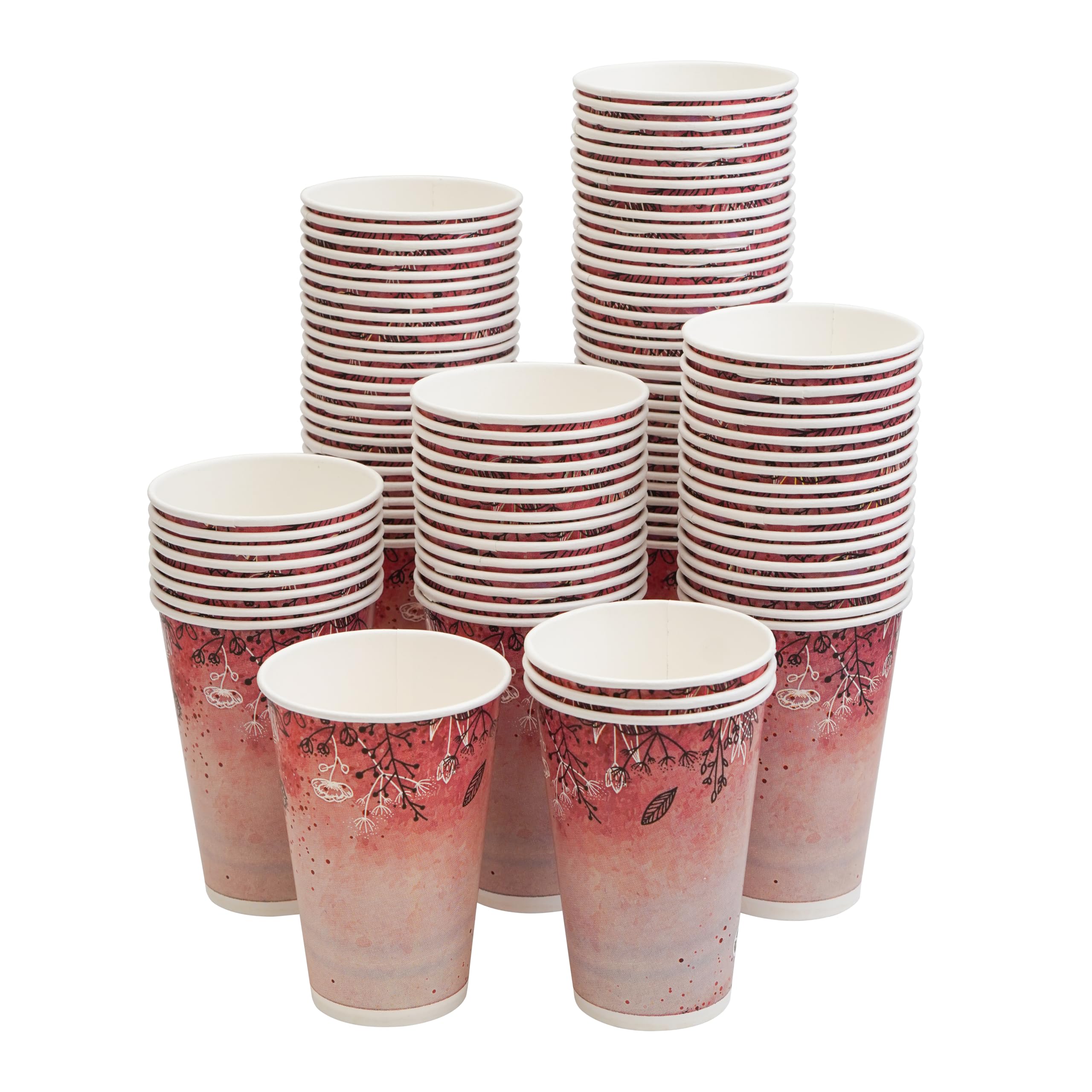 PARICOTT 330ml Pink Printed Disposable Paper Cup for Party (Pack of 500pcs)