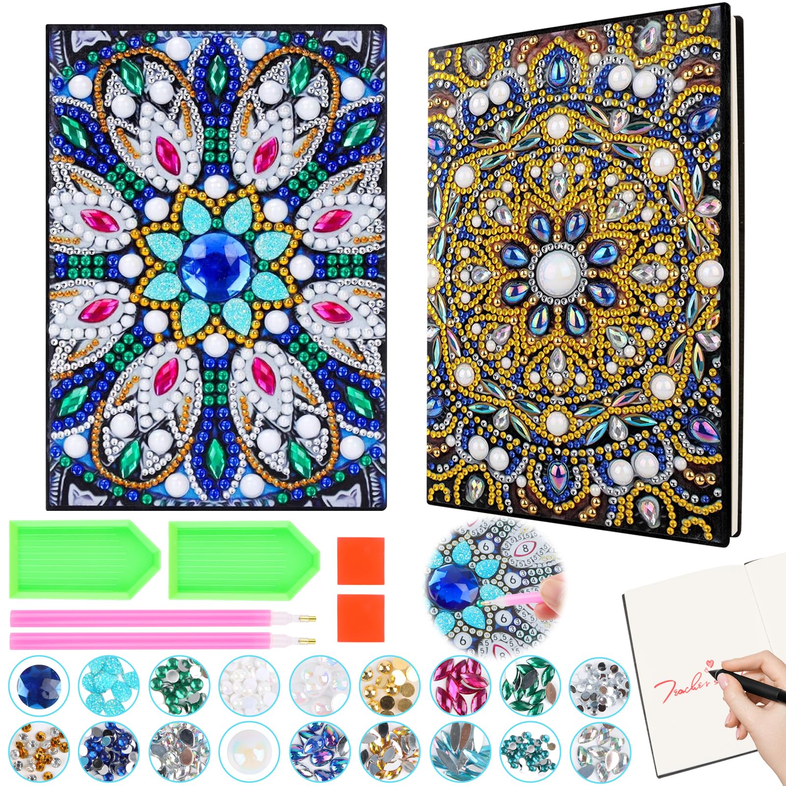 2 pièces carnet de notes diamond painting mandala a5 carnet, Diamants pour Adultes et enfants à partir de 6, 7, 8, 9, 10 ans, Bricolage Fille Cadeau Fille 10 ans