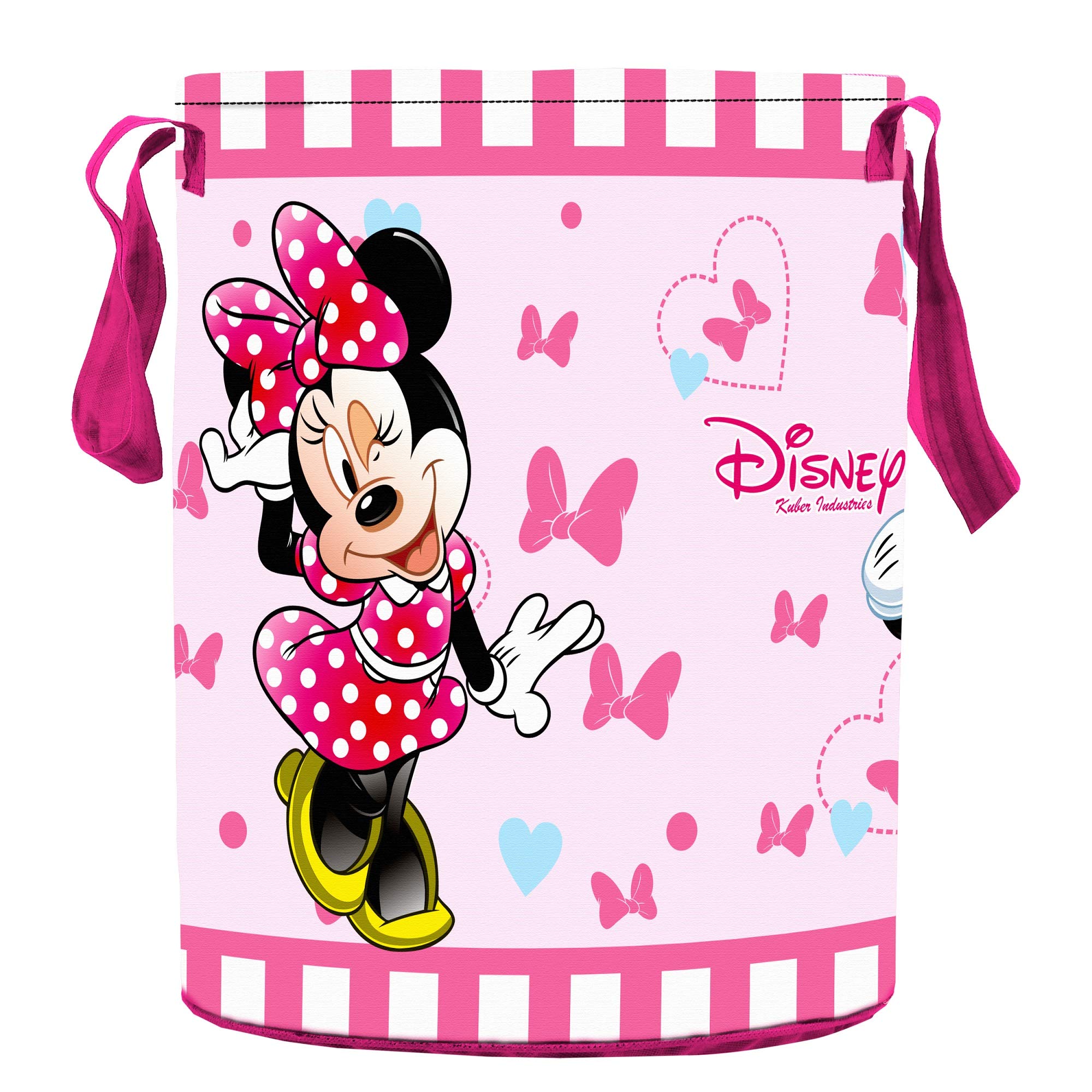 Kuber Industries Disney Minnie Print Non Woven Fabric Foldable Laundry Organiser with Handles,45 LTR (Pink)