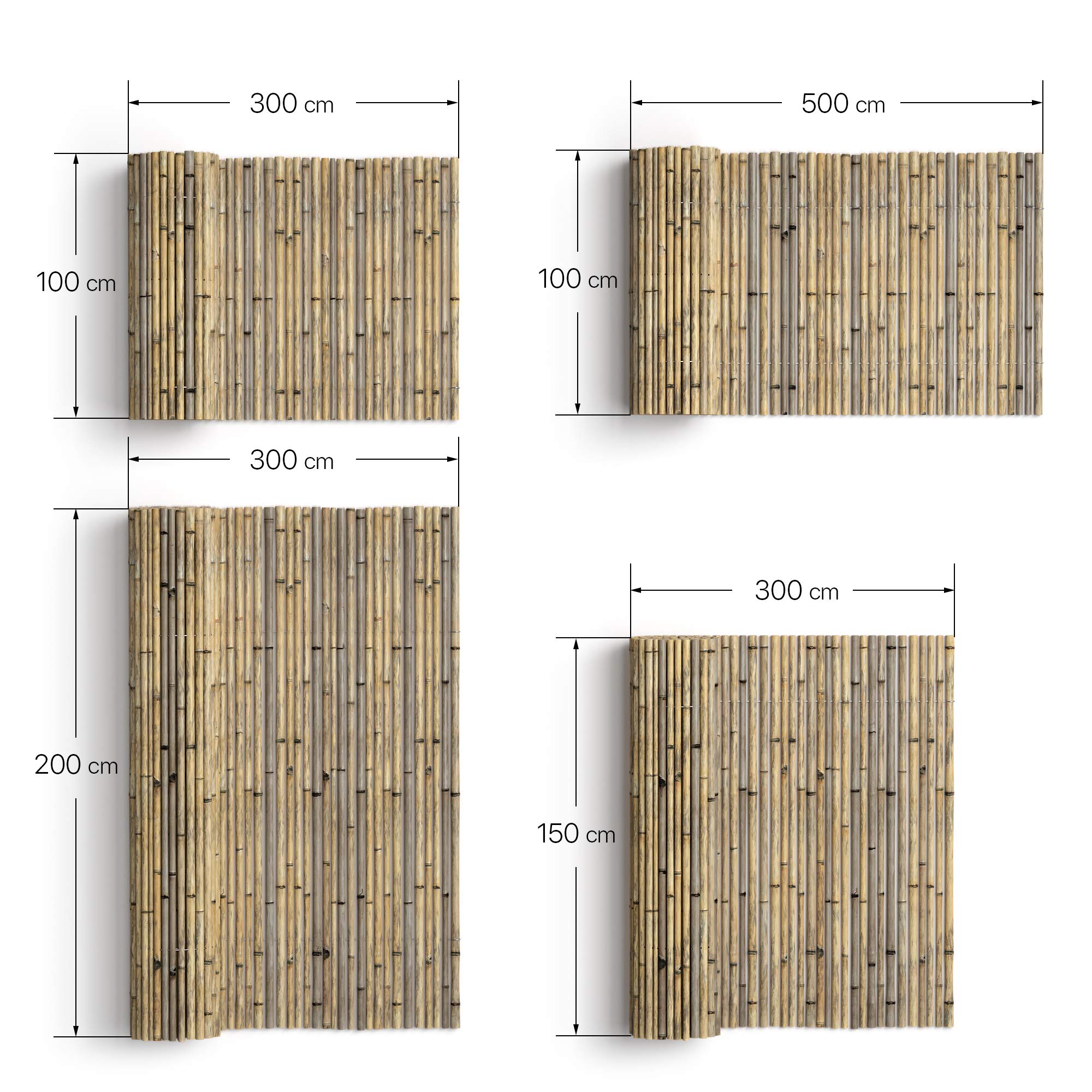 Valla Bambú Natural decorativa y ocultación (300 x 150 cm)