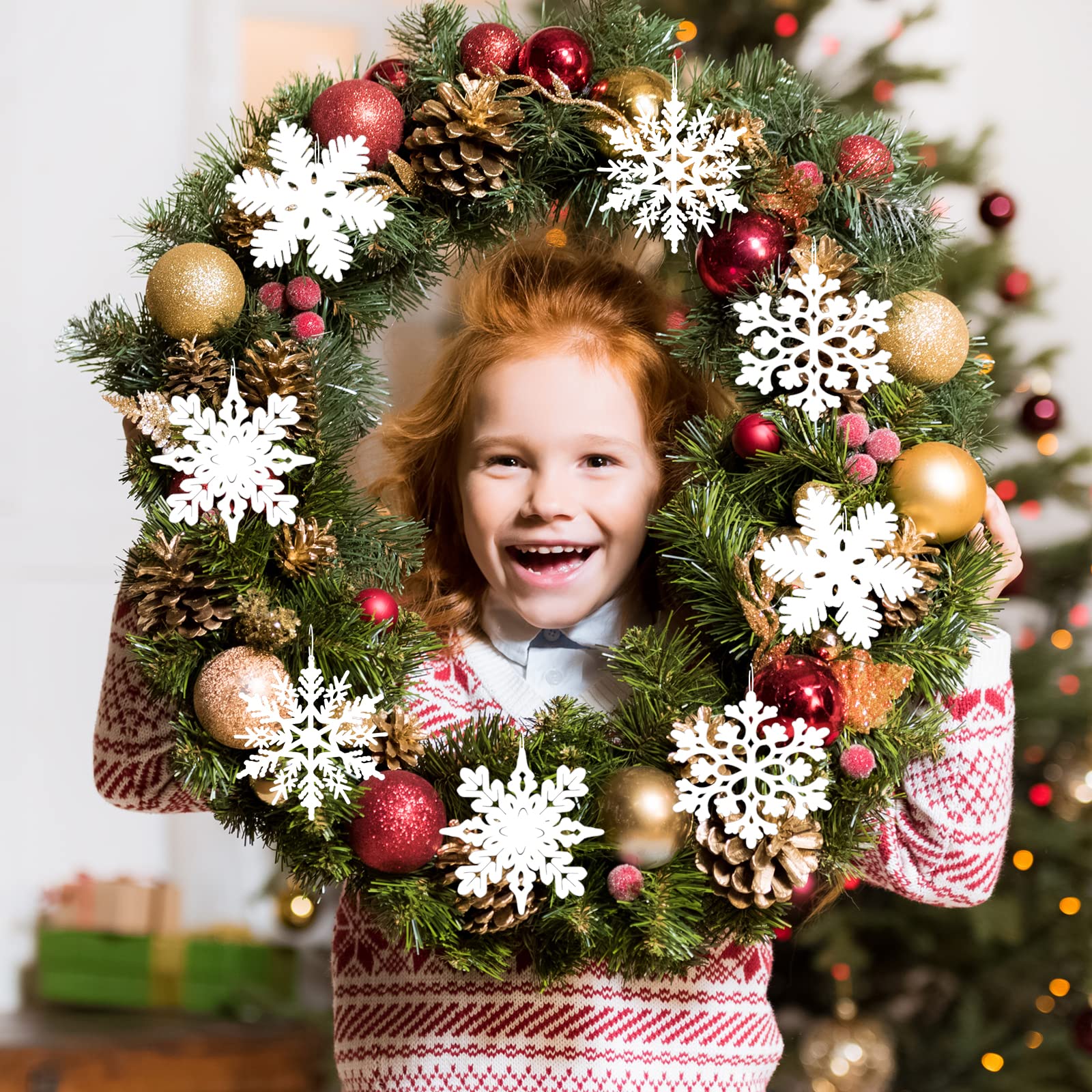 24 Pcs Flocon De Neige Decoration Décor Suspendu Noël