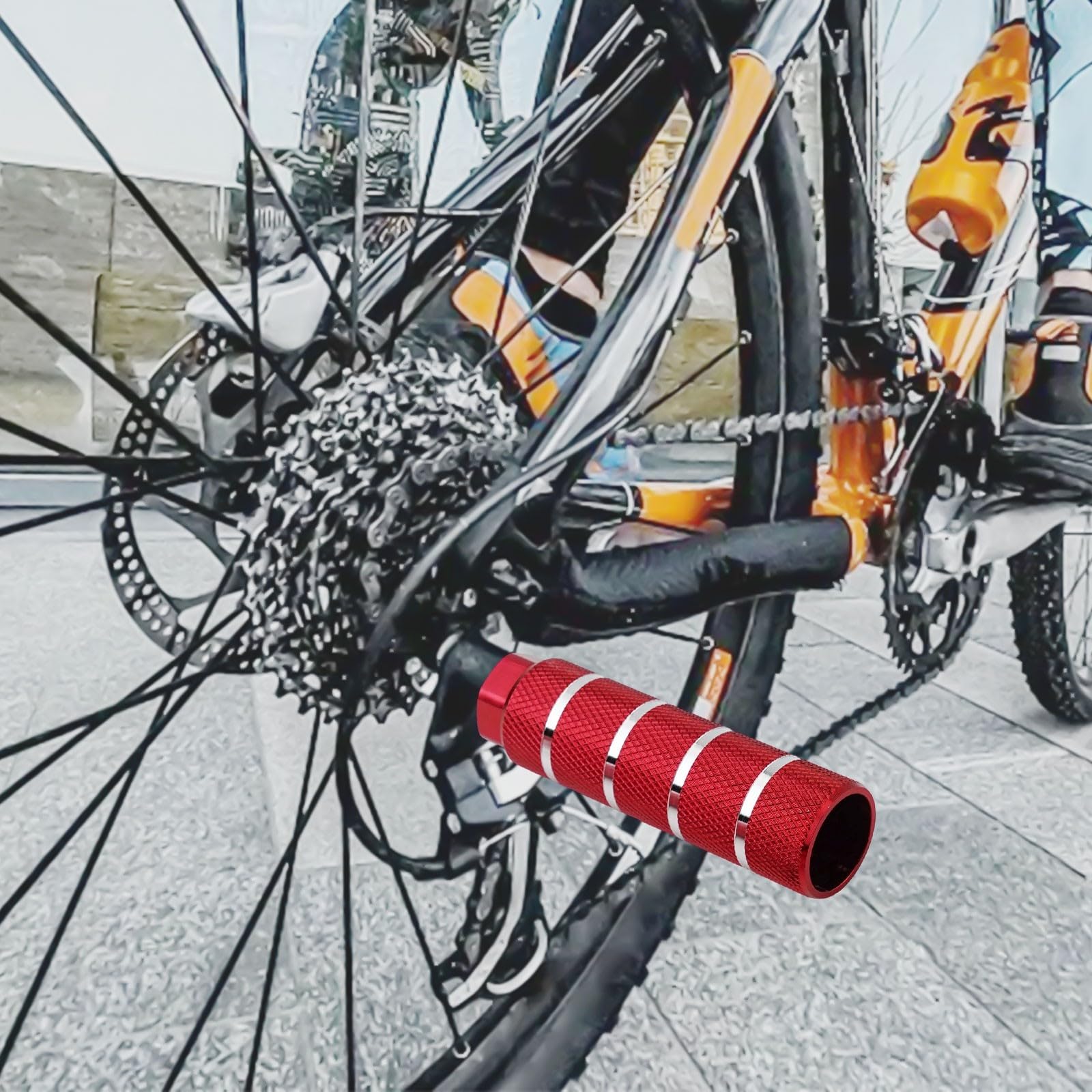 Eawfgtuw 4 pedane per bicicletta, in lega di alluminio, antiscivolo, per mountain bike, bici da strada, poggiapiedi posteriori con 10 mm (rosso)