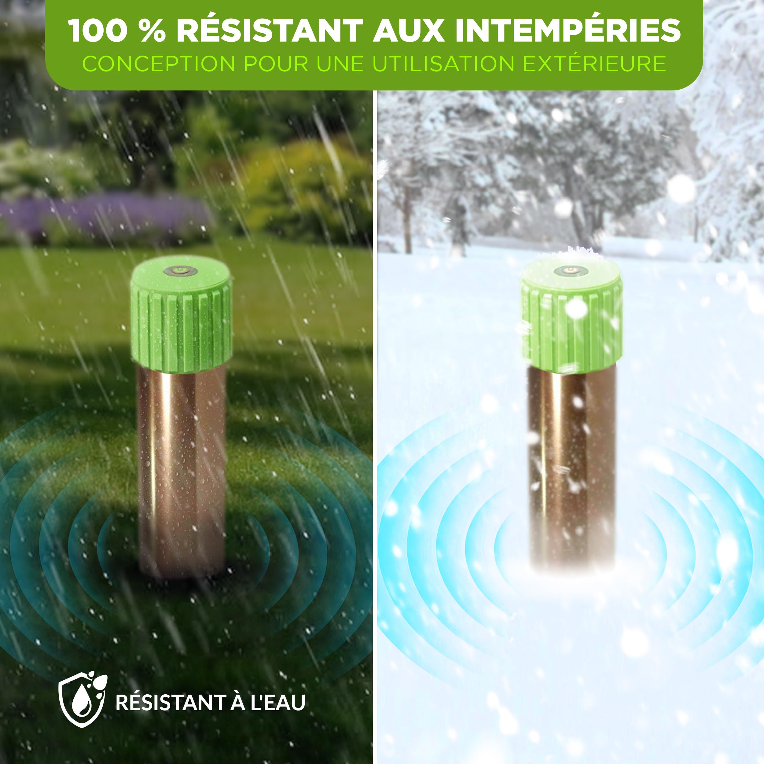 ISOTRONIC Répulsif Anti-Taupes pour repousser Les Taupes, Les campagnols et Les Serpents – Répulsif Anti-Taupes à Piles avec Piquet de Sol pour Le Jardin – Zone d'efficacité de 1 250 m² (1 unité)