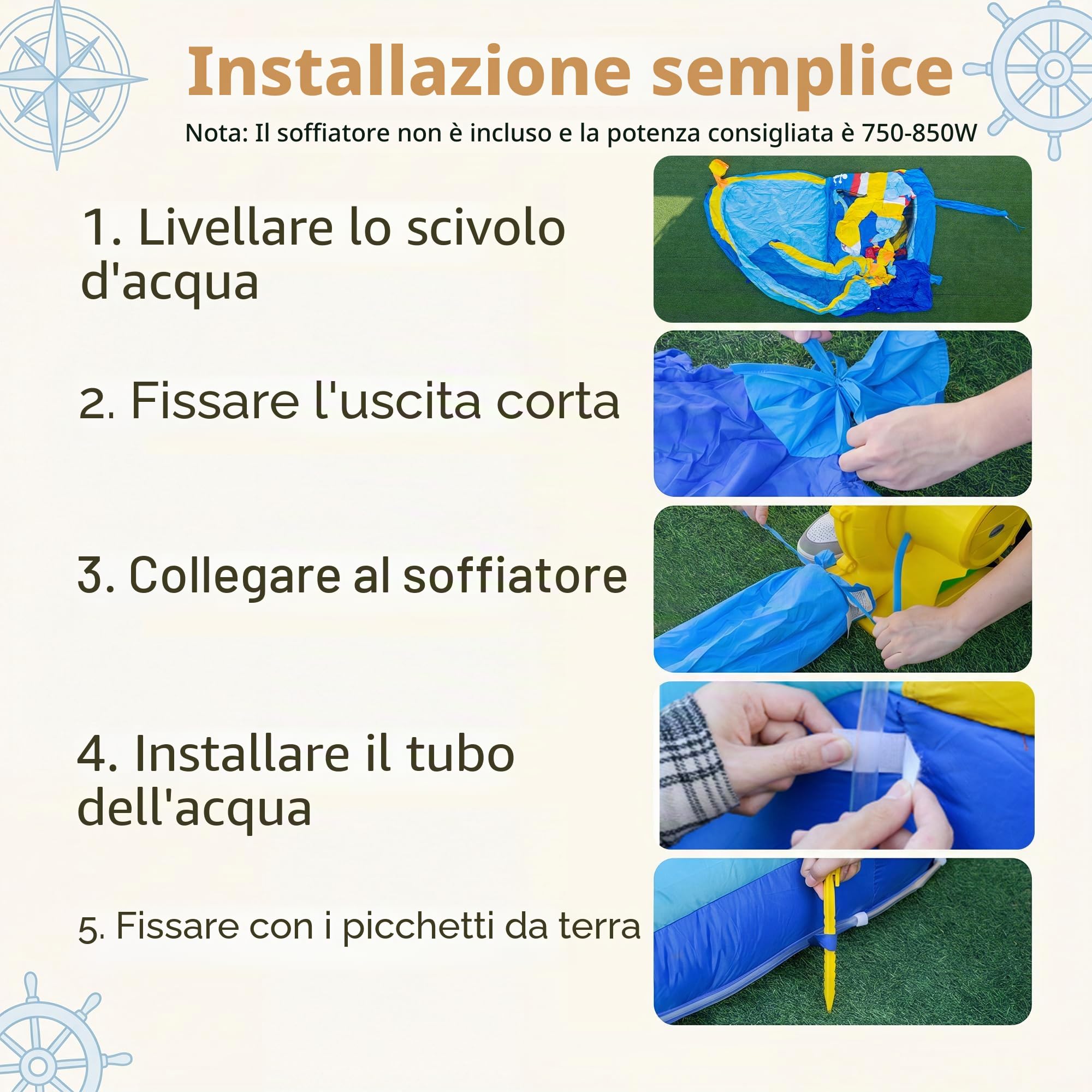 GIANTEX Castello Gonfiabile Capitano, Struttura Gonfiabile con Scivolo, Parete d’Arrampicata, Cannone ad Acqua, Cesto da Basket e Piscina di Palline, Adatto a Bambini da 3 a 12 Anni (Senza Soffiatore)