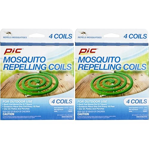 PIC Mosquito Repelling Coils, 4 Count Box, 2 Pack - Mosquito Repellent for Outdoor Spaces (8 Coils Total)
