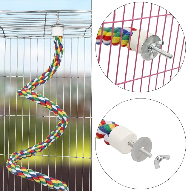 Foto 4 de 7 de Mygeromon Perchas para Pajaros Cuerda de Loro 105cm para Agapornis/Periquitos/Cockatiel