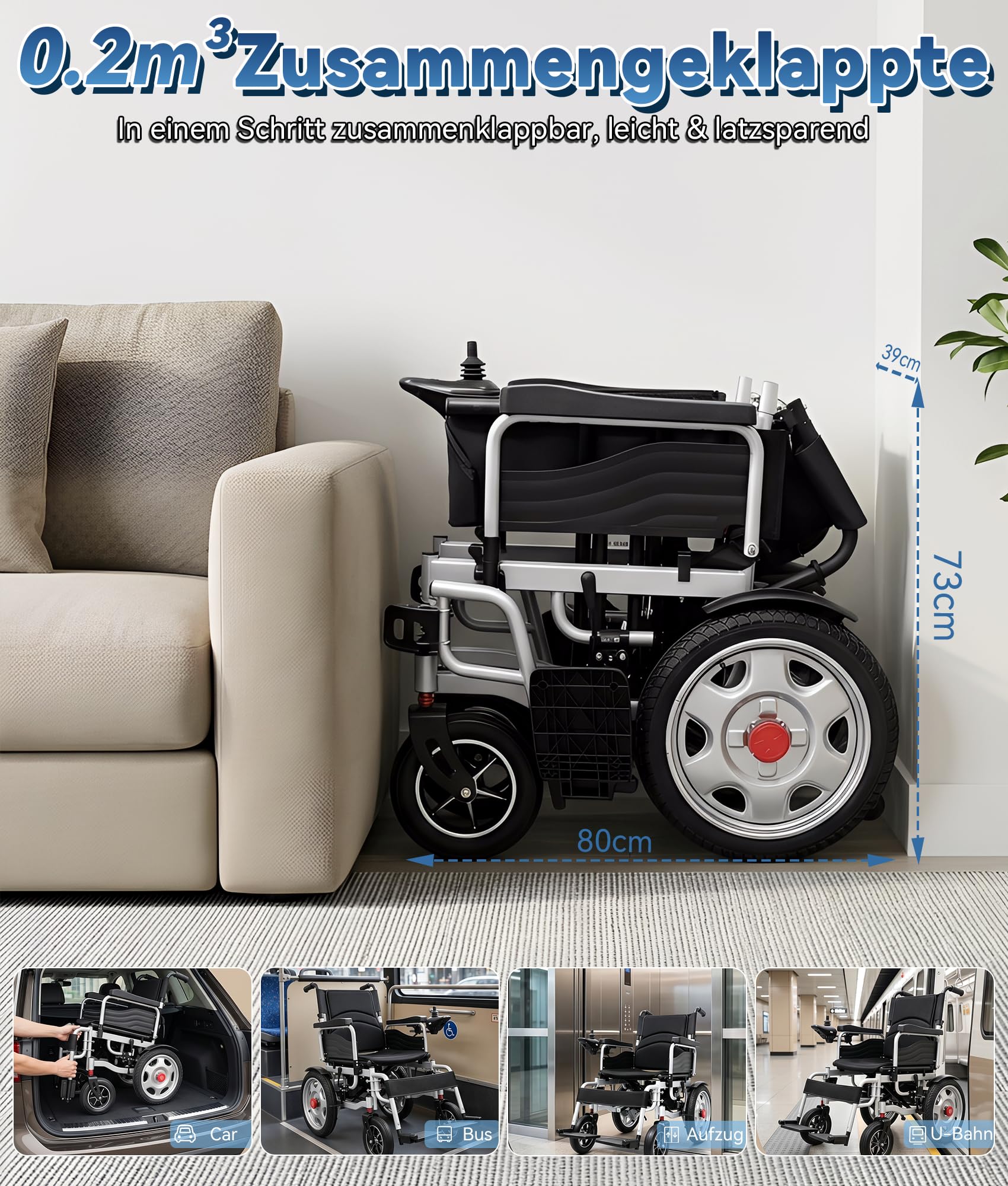 Sedia a rotelle elettrica pieghevole da 170 kg, con freno a mano, motore da 500 W e 35 km, modalità elettrica con velocità regolabile, doppia modalità di ricarica e pneumatici per anziani