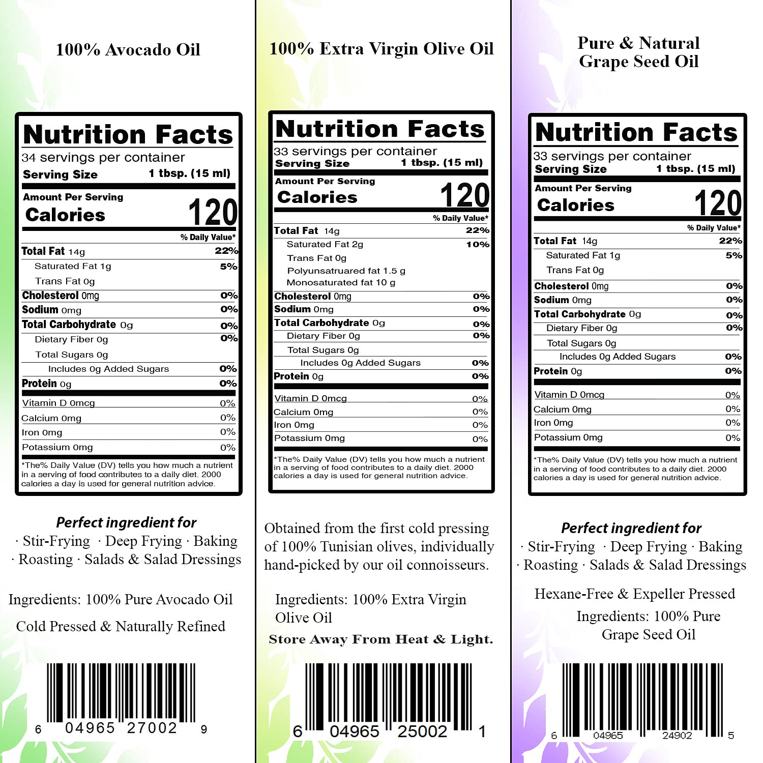 De La Rosa Avocado, Grape Seed & Extra Virgin Olive Oil, 100% Pure, Raw & Unfiltered, Vegan, Kosher, Non-GMO & Gluten Free, Great for Salad Dressings, Marinades & More 16.9 Oz (Pack of 3)