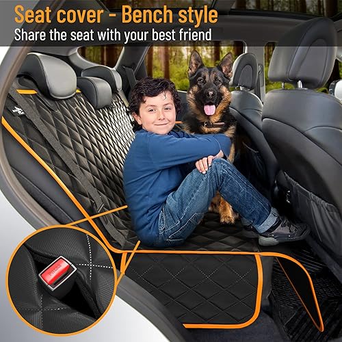 Miniatura 10 de Active Pets - Funda de asiento trasero para perros, hamaca estándar para coche con ventana de malla, antideslizante, impermeable, protector de
