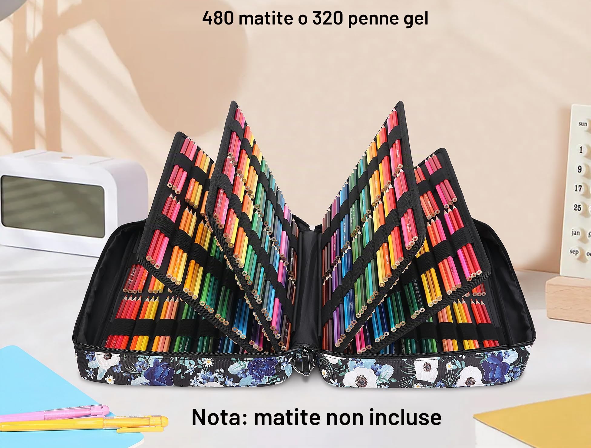 JAKAGO Astuccio di grande capacità per 480 matite colorate, impermeabile, per cancelleria, per pittura, artisti, pennelli, fineliner, evidenziatore, regalo, Ottimo
