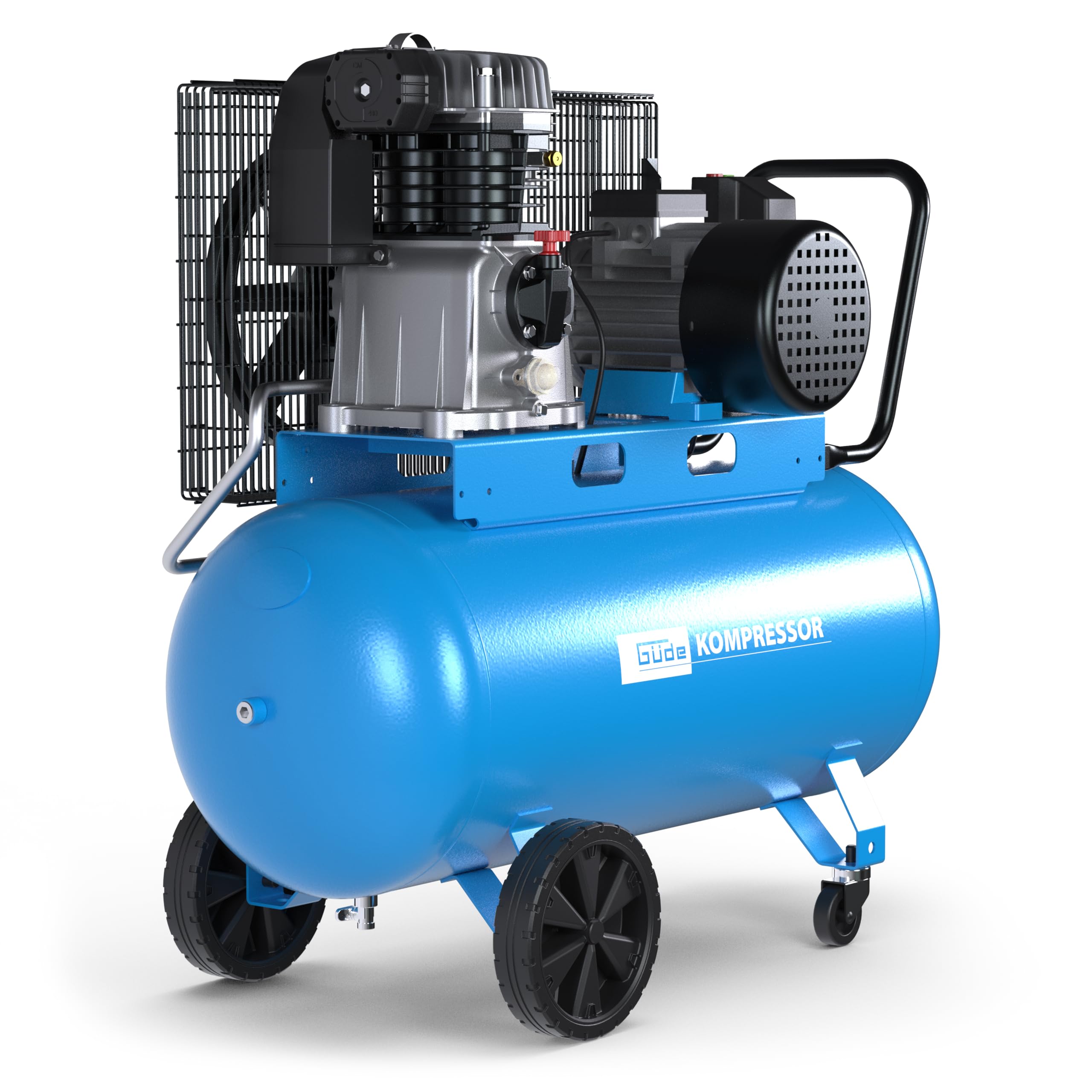GÜDE Kompressor 700/10/100 400V Ölgeschmiert, 2-Zylinder, 650 l/min, 10 bar, Druckminderer, Transportgriff