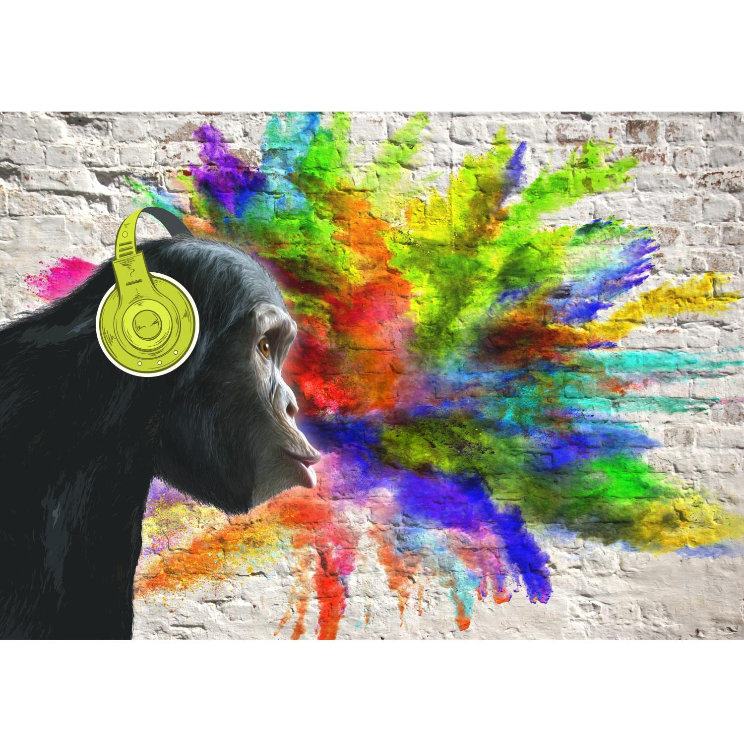 Fotobehang Graffiti Aap 396 x 280 cm - Vliesbehang Woonkamer Slaapkamer Kantoor Hal Decoratie Muurschilderingen XXL Moderne Wanddecoratie - 100% MADE IN GERMANY - Runa Behang - 9169012a