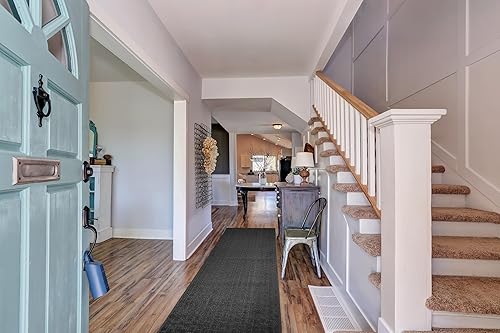 Miniatura 6 de Alfombra antideslizante de 2 x 8 pulgadas, color gris oscuro, patrón de mosaico de mosaico antracita, 8 pies de largo