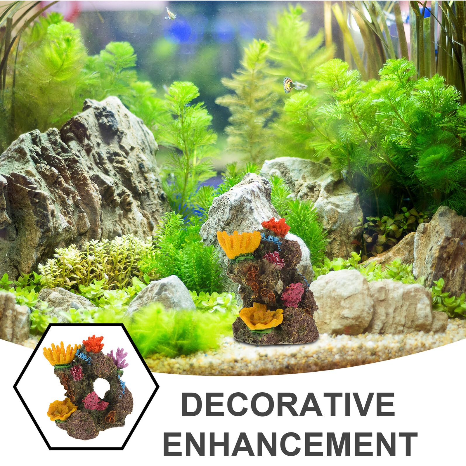 Mikikit Sztuczna Dekoracja Koralowa Do Akwarium z Żywicy Realistyczna Imitacja Rafy Koralowej Ozdoba Do Terrarium Wodnego Naturalne Schronienie dla Ryb Trwała Ozdoba