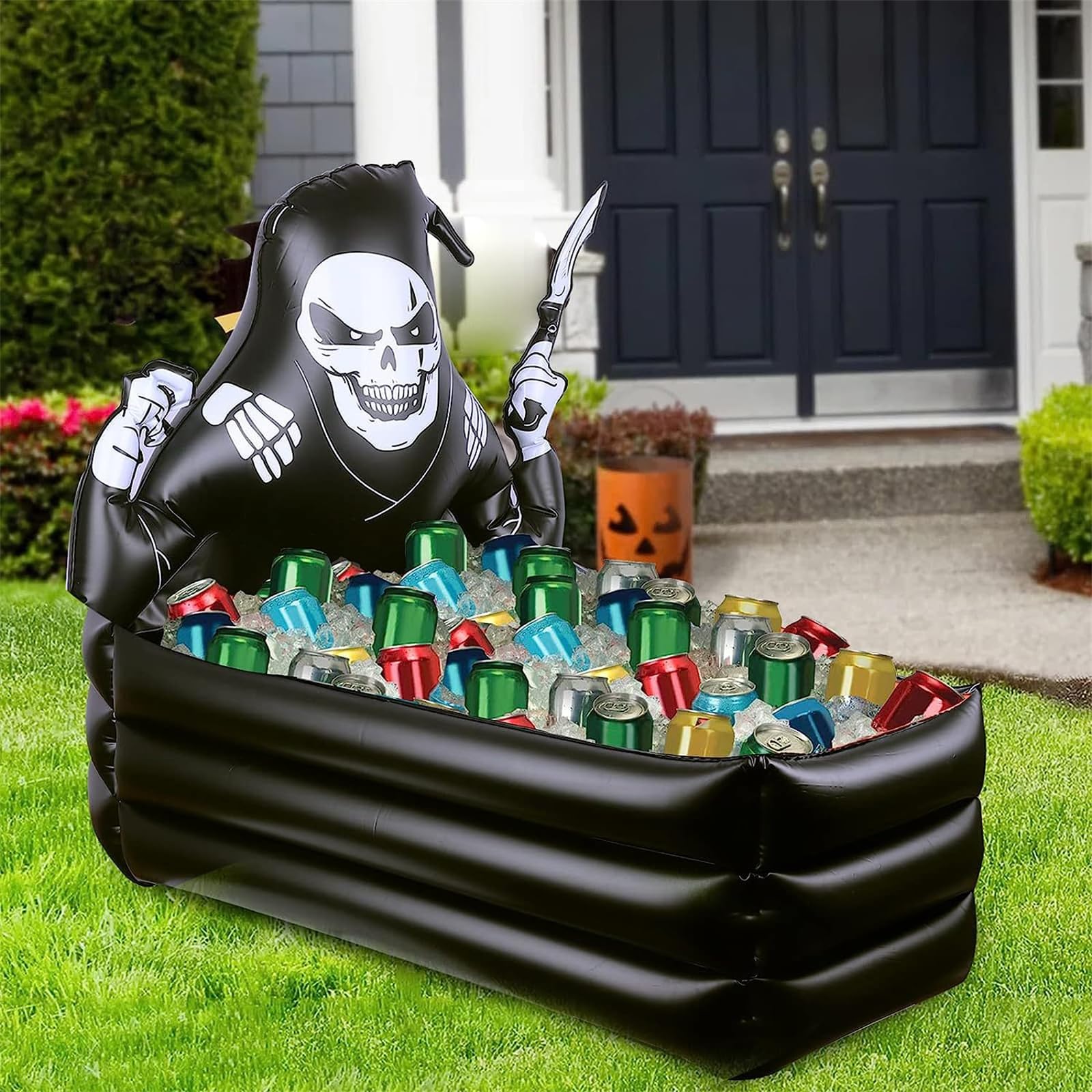 Coffre Réfrigérateur Gonflable Vinyl 2 Pieds - Déco Halloween - Noir - Neuf Sous Emballage - Pour Fête Déguisée