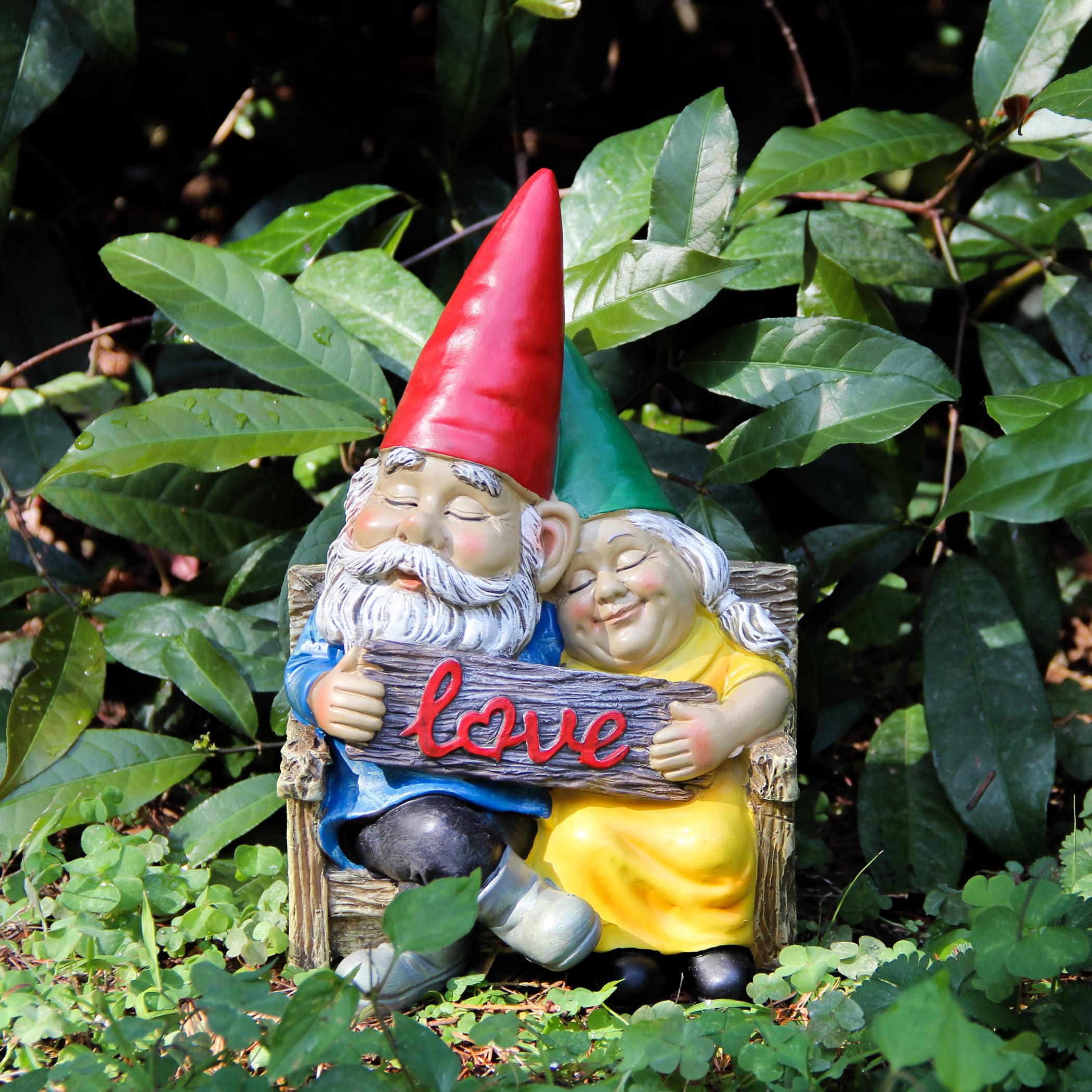 Nain de Jardin Extérieur Rigolo - Couple Amoureux sur Banc, Statue Décorative Résistante aux Intempéries, Décoration de Jardin Originale pour Balcon et Terrasse, Cadeau de Mariage et Anniversaire