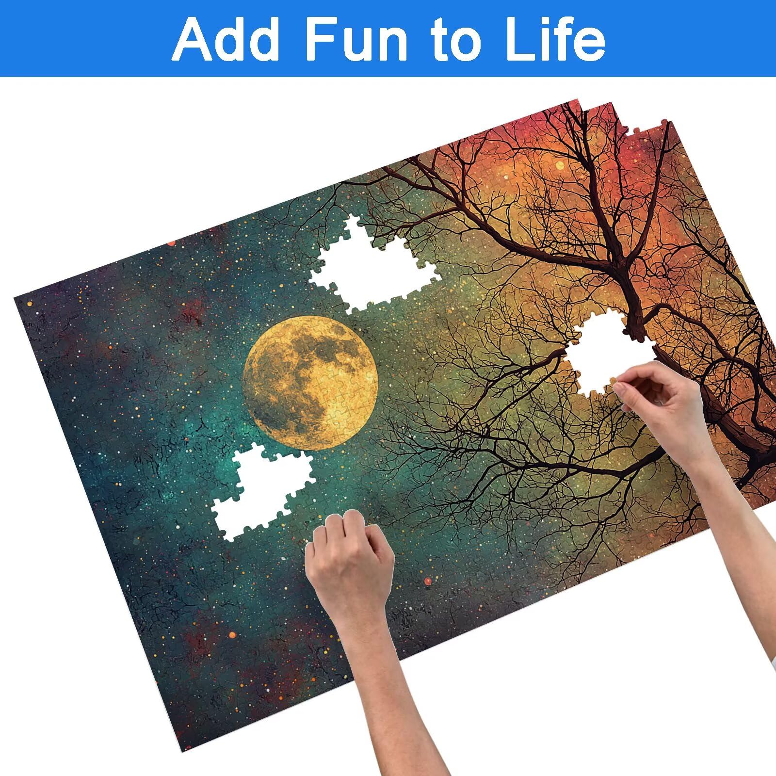 Puzzle 1500 Pezzi per Adulti Bambini, Puzzle Paesaggio in Legno per Adulti, Puzzles Luna Impegnativi, Giochi Educativo per Famiglie, Rompecapo con Scatola per Decorazioni Casa, Regalo Donna, -8880