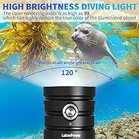 Vista 3 de Luz de buceo, TS S Pro13000Lumens 328.1 ft luz de video subacuática, linterna de buceo, linterna impermeable con carga tipo C para deportes
