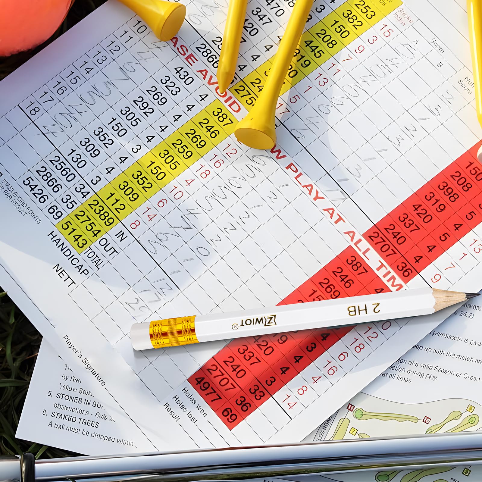 ZWlOT - Matite da golf con gomma, #2 HB Half, mini da 10,2 cm, pre-affilate, 120/200/320, con custodia in legno, corte, per aule, ufficio, scuola, matrimoni e giochi di feste (bianco, mini, 320)