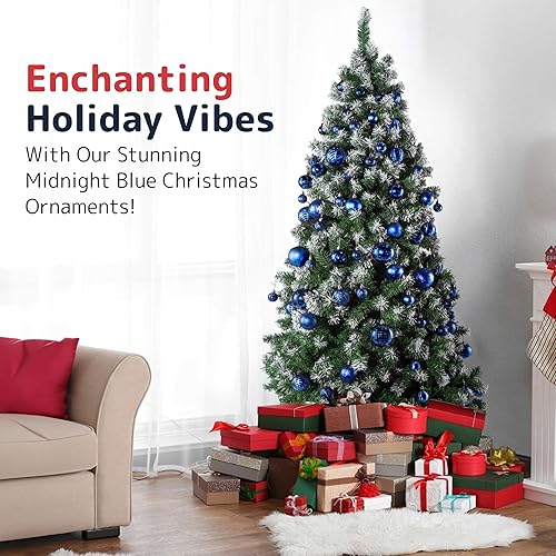 Miniatura 2 de PREXTEX - Adornos navideños inastillables de 36 piezas en azul medianoche: elegantes bolas de adorno navideño, juego ideal de adornos navideños Azul