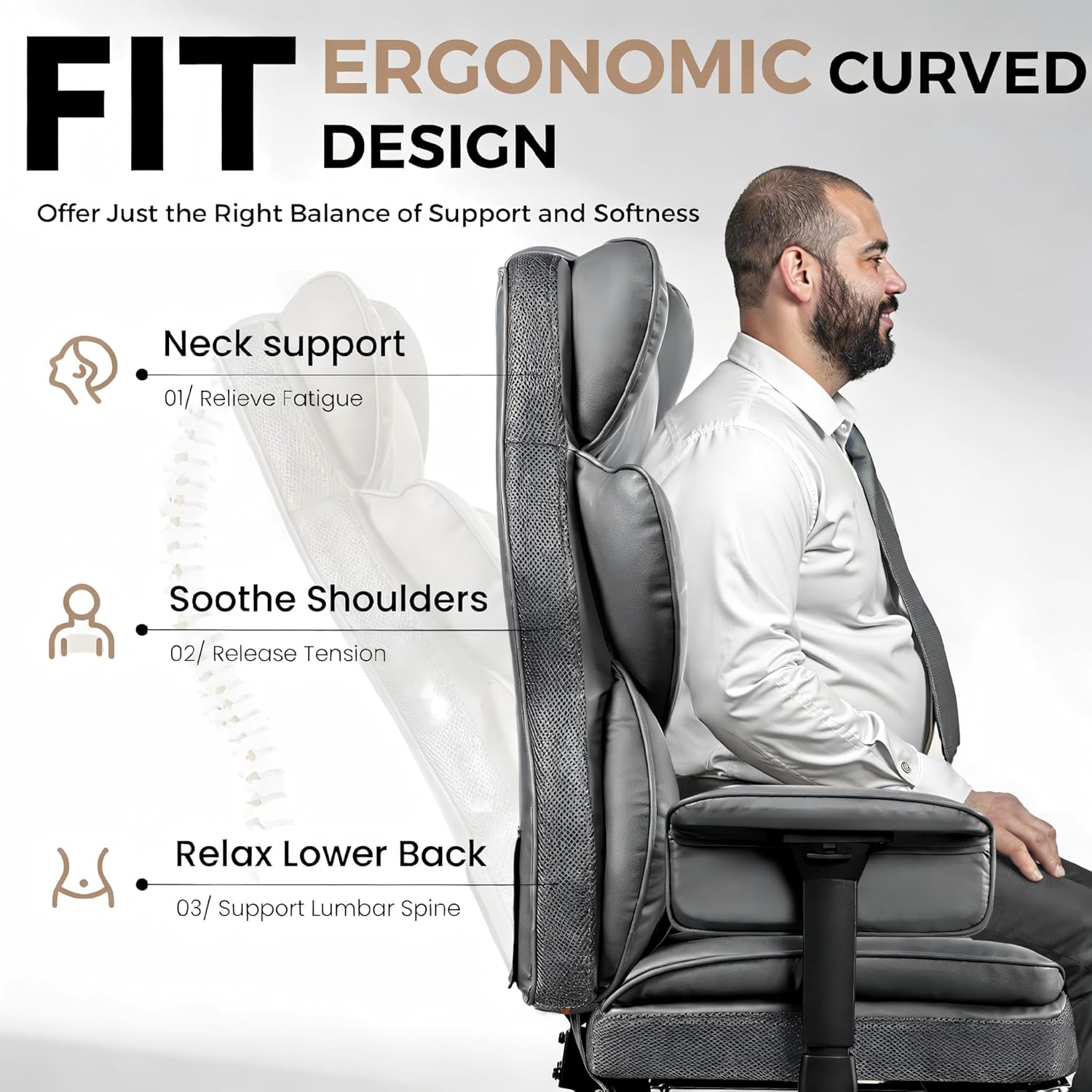 ALLGOD Heavy Duty Big and Tall Office Chair 400LBS, Ergonomic High Back Executive Desk Chair with Footrest, 23.6'' Wide Padded Seat Gaming Computer Chair with Lumbar Support, Adjustable Armrest, Grey