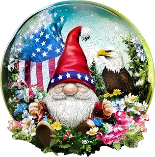MEATRN Puzzles for Adults - Gnome, Eagle, Flag & Floral Design Inside Crystal Ball, Fun Educational Wooden Jigsaw Puzzle, Premium Collectible Art Gift for Students, 206 Pcs, 11x11.2 in